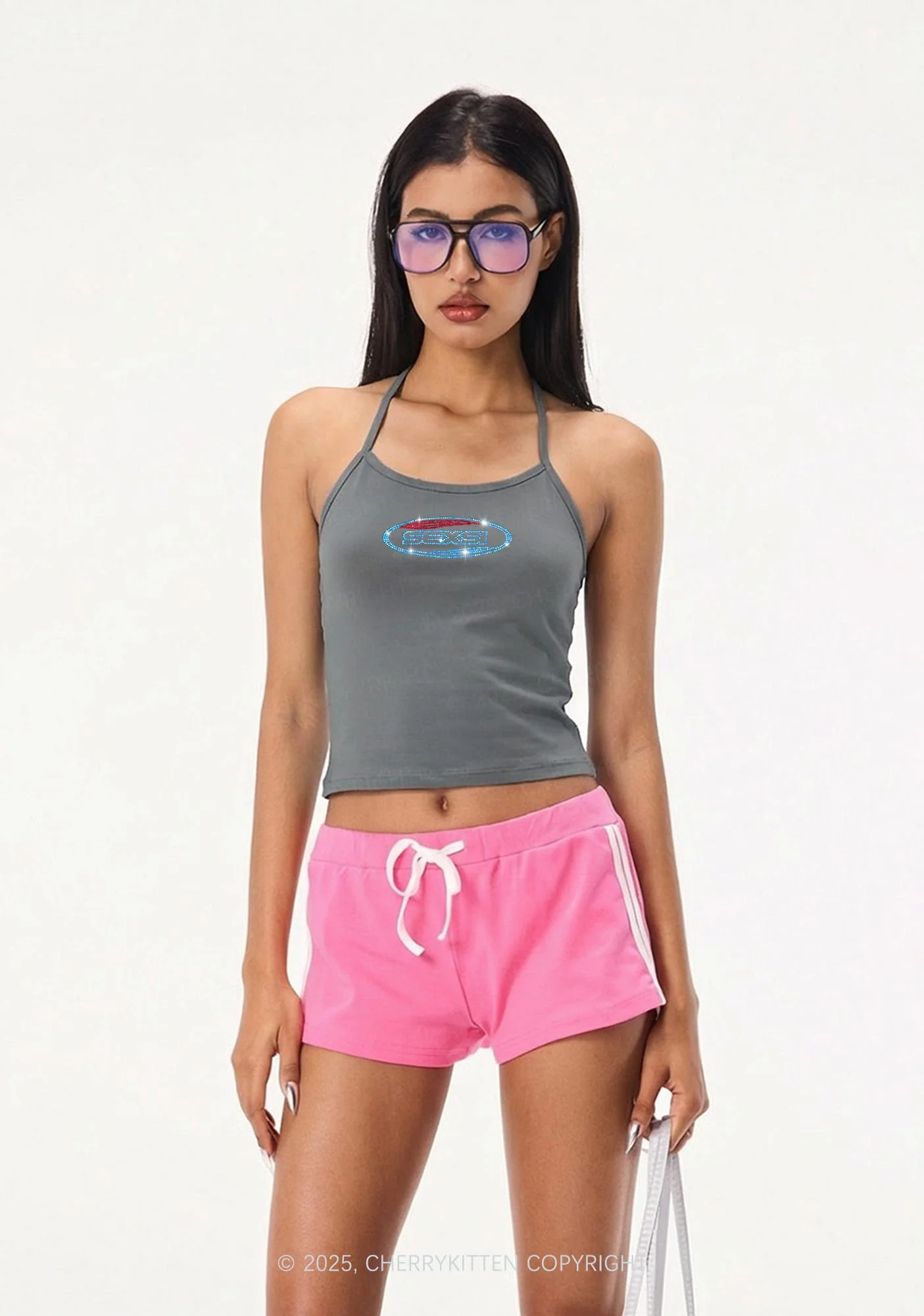 Rhinestone Sexsi Slogan Y2K Halter Neck Cami Cherrykitten - Image 2