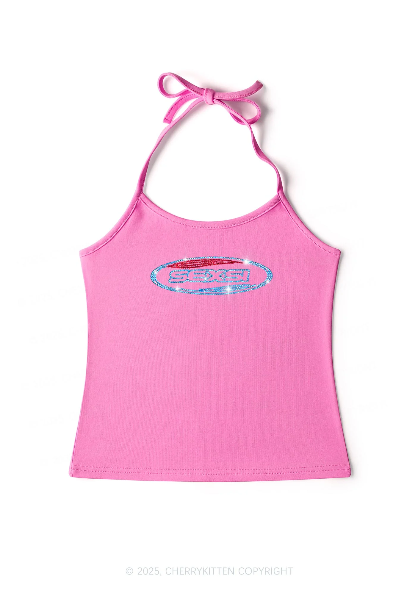 Rhinestone Sexsi Slogan Y2K Halter Neck Cami Cherrykitten - Image 3