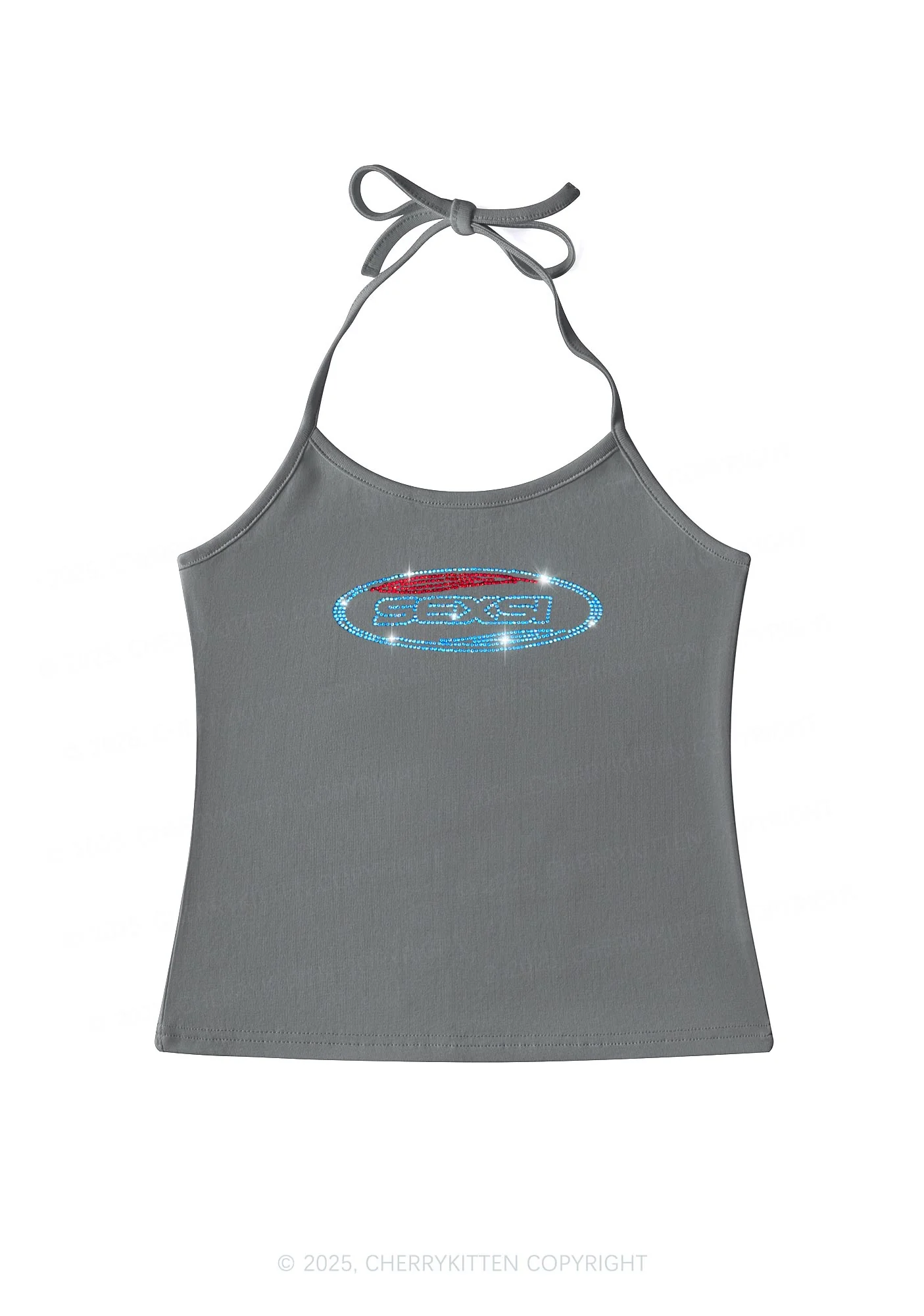 Rhinestone Sexsi Slogan Y2K Halter Neck Cami Cherrykitten - Image 7