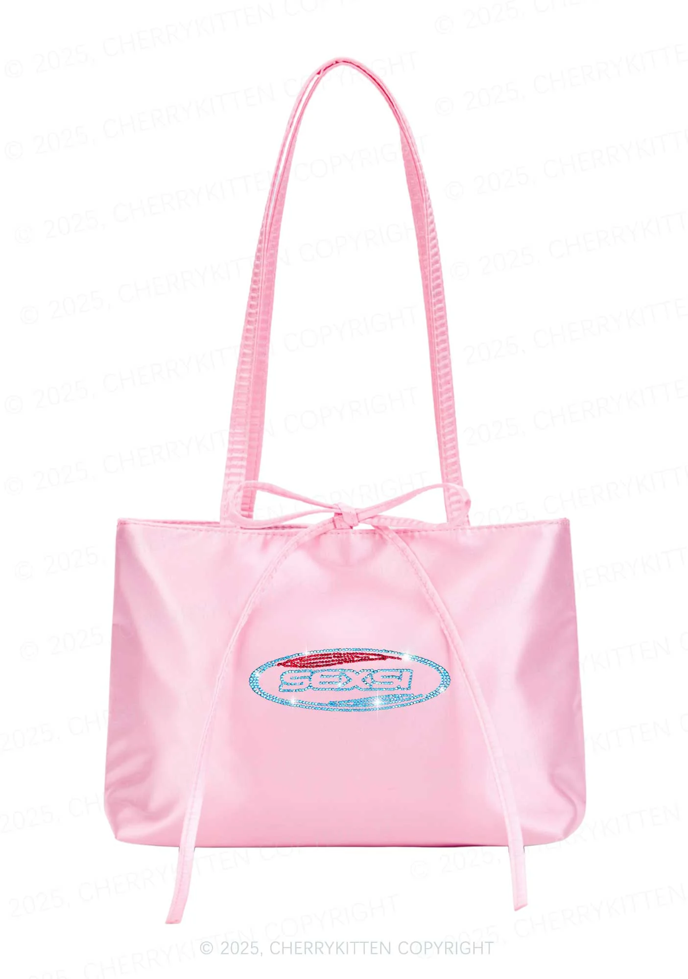 Rhinestone Sexsi Slogan Y2K Satin Bags Cherrykitten - Image 2
