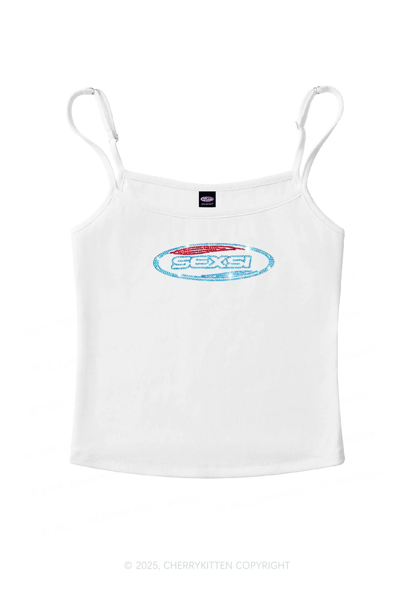 Rhinestone Sexsi Slogan Y2K Spaghetti Strap Cami Cherrykitten - Image 3