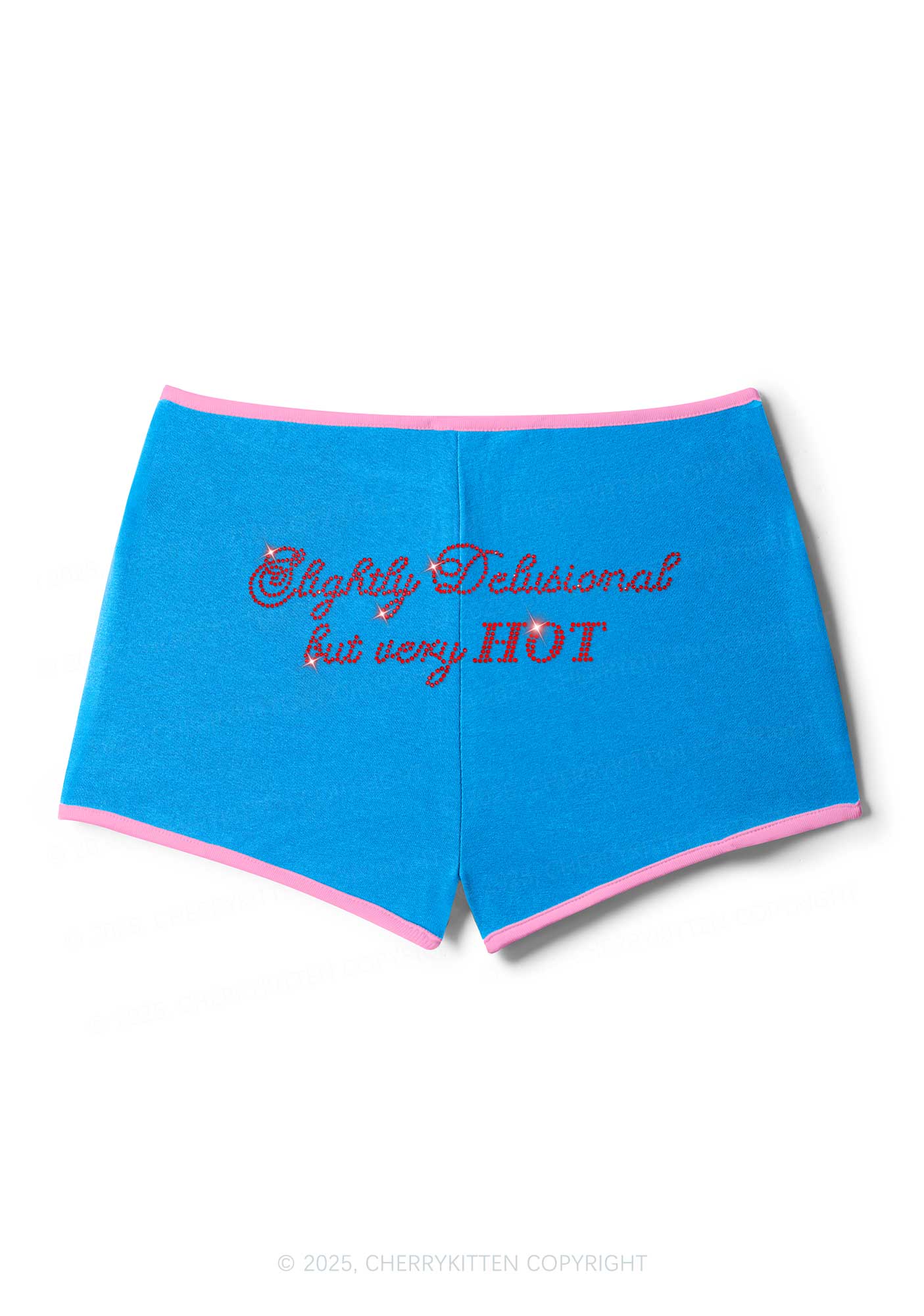 Rhinestone Slightly Delusional But Very Hot Y2K Booty Shorts Cherrykitten - Image 3