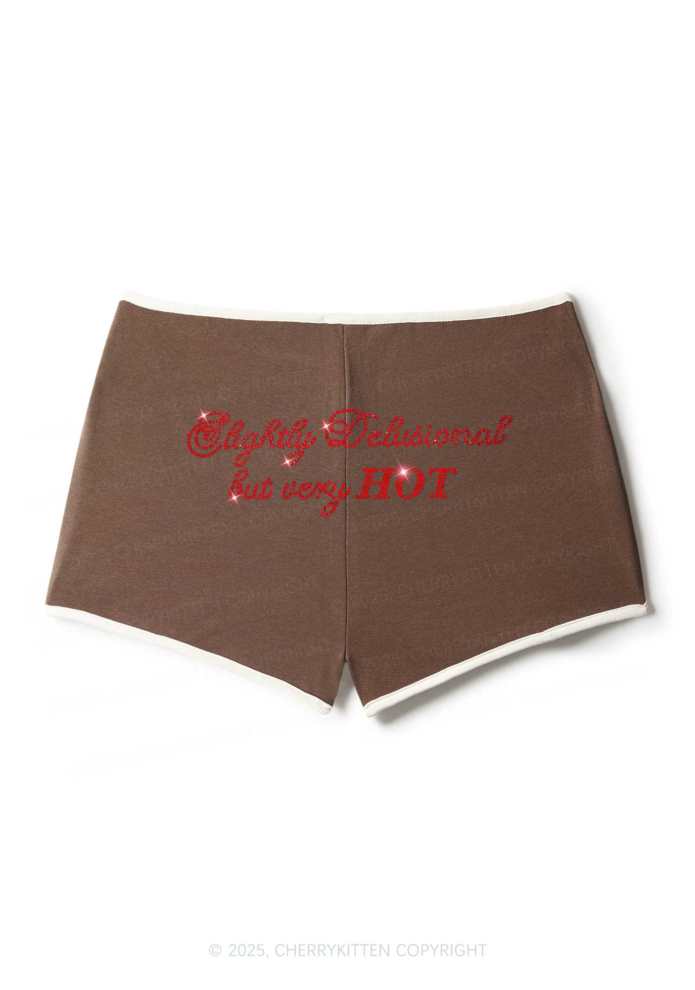 Rhinestone Slightly Delusional But Very Hot Y2K Booty Shorts Cherrykitten - Image 4