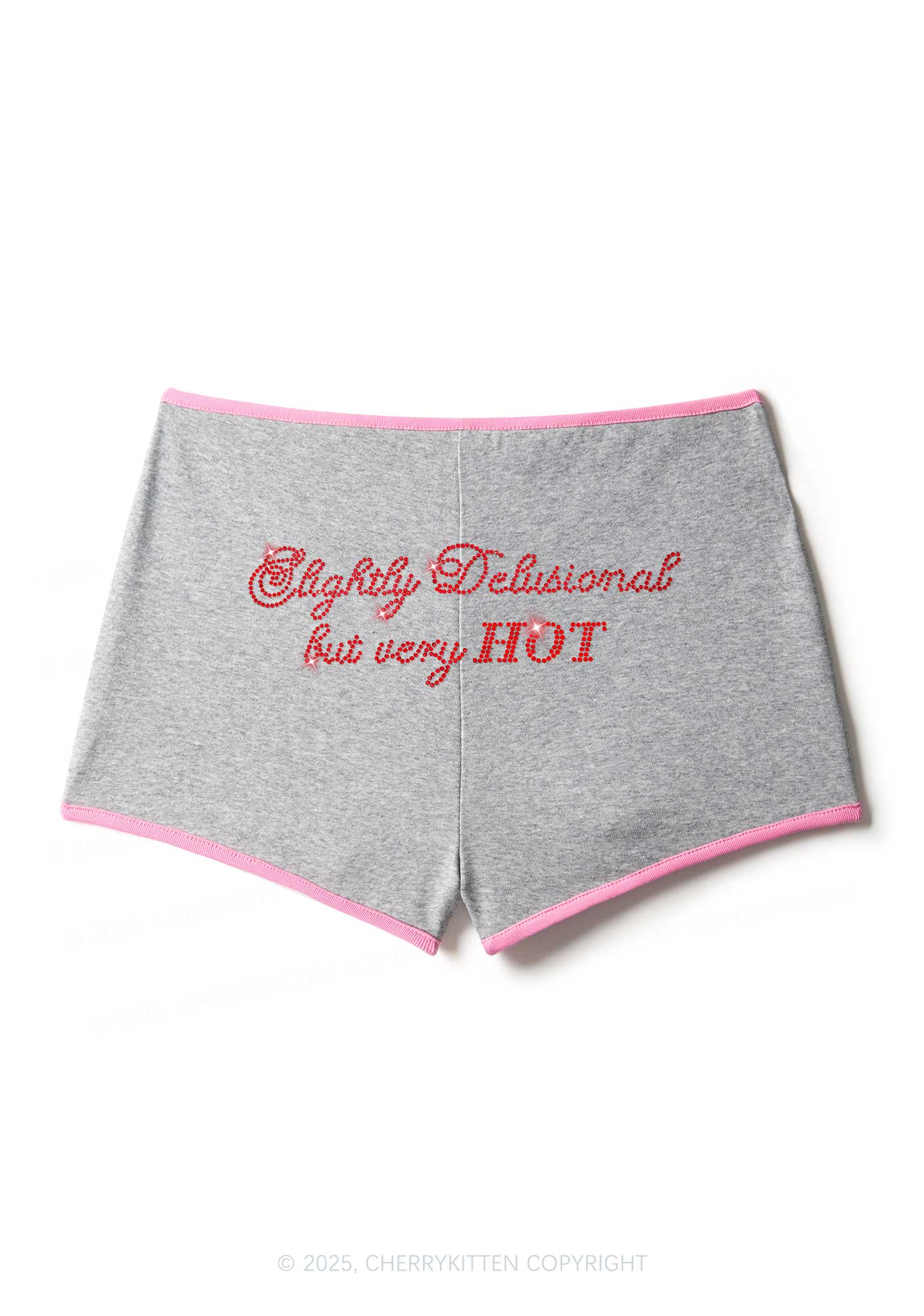 Rhinestone Slightly Delusional But Very Hot Y2K Booty Shorts Cherrykitten - Image 5
