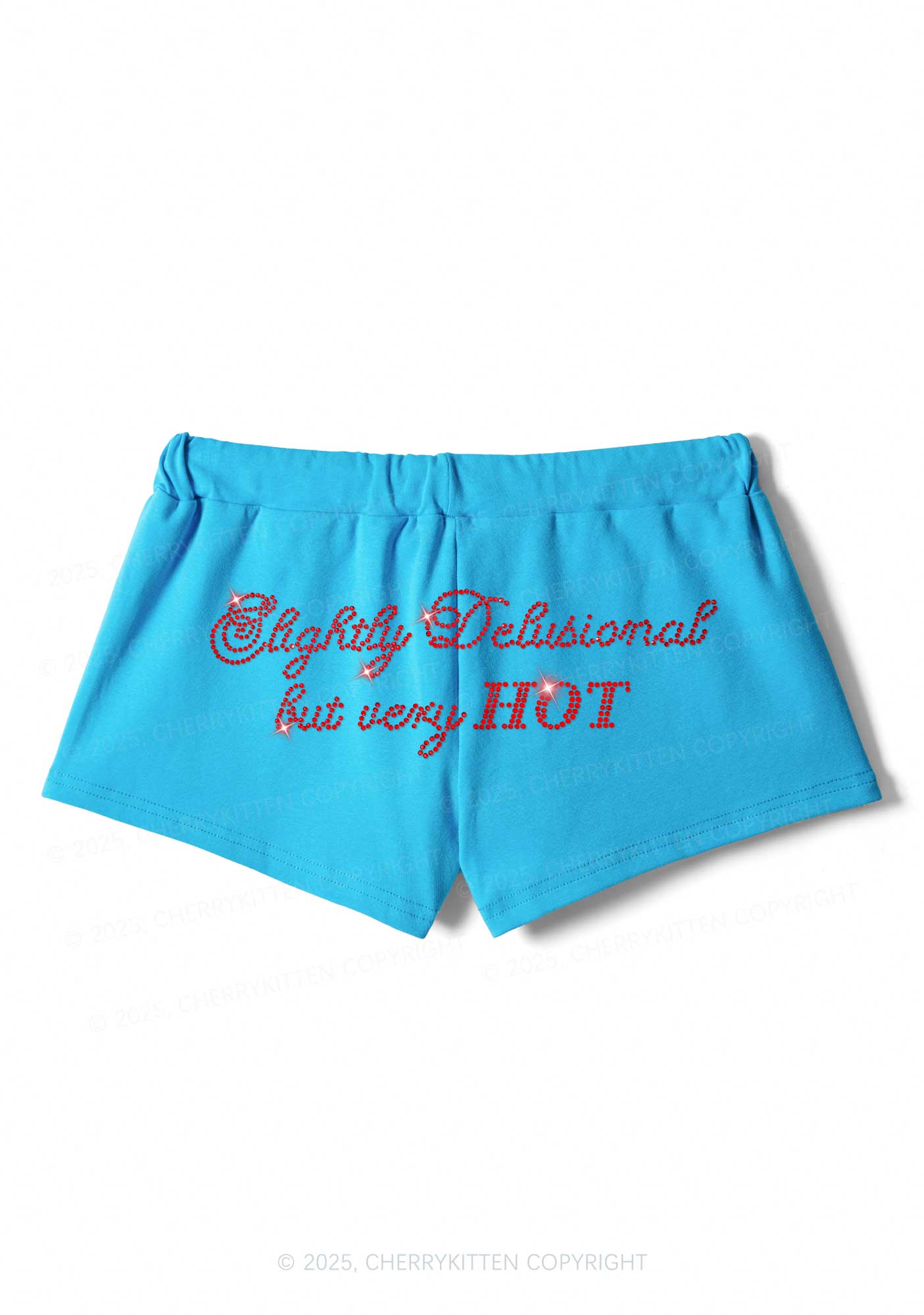 Rhinestone Slightly Delusional But Very Hot Y2K Drawstring Mini Shorts Cherrykitten - Image 4