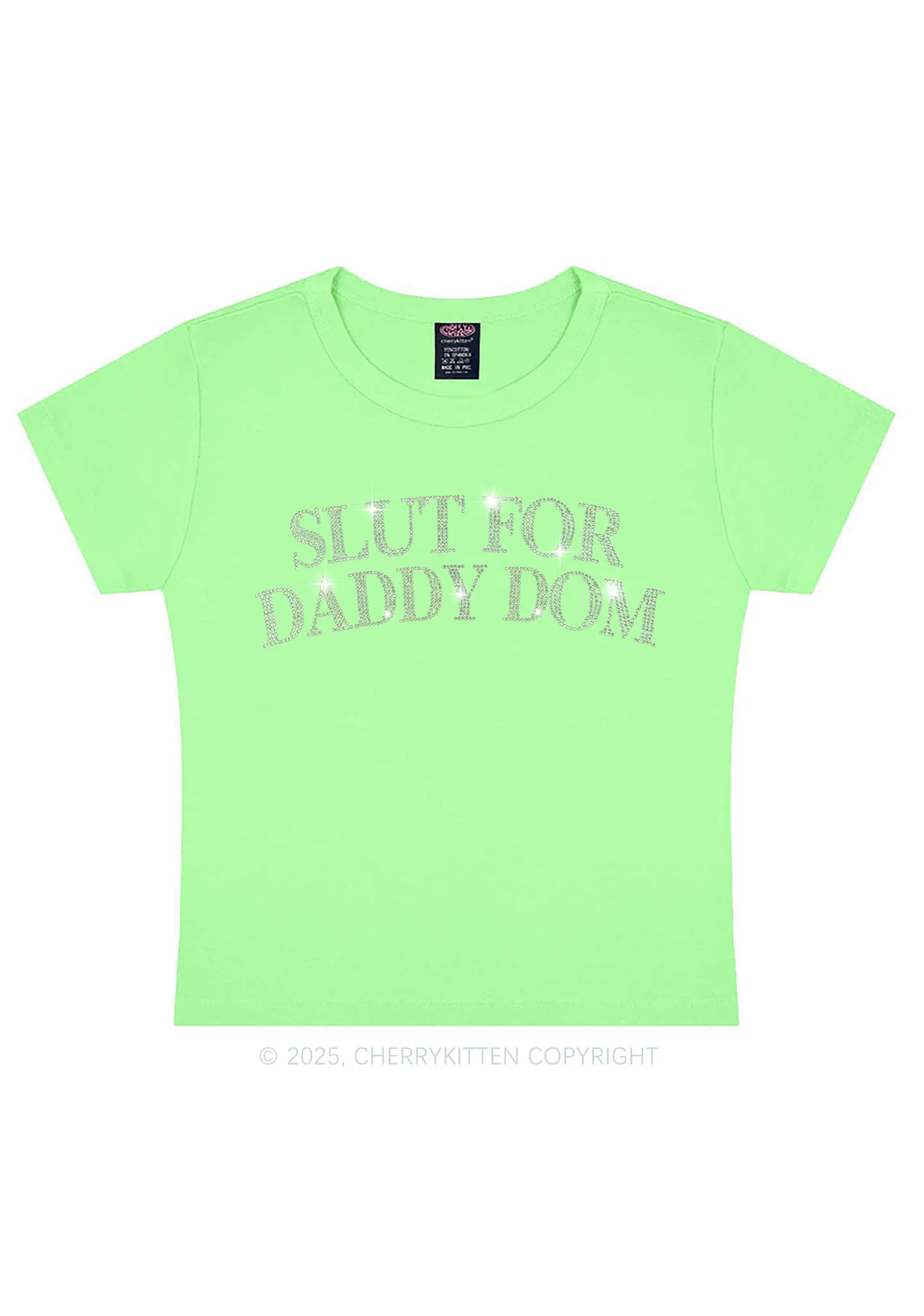 Rhinestone Slxt For Daddy Dom Y2K Baby Tee Cherrykitten - Image 12