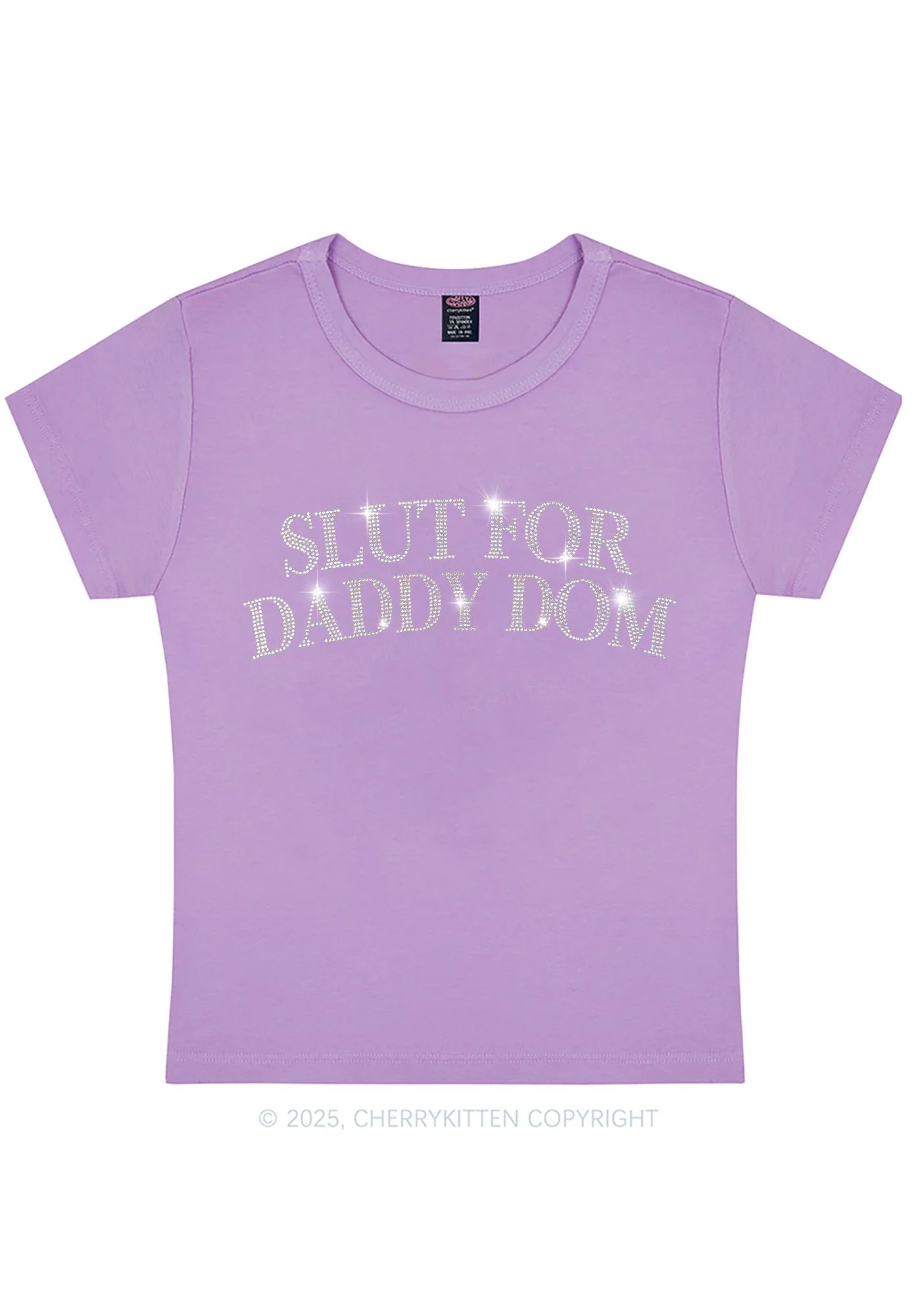 Rhinestone Slxt For Daddy Dom Y2K Baby Tee Cherrykitten - Image 6