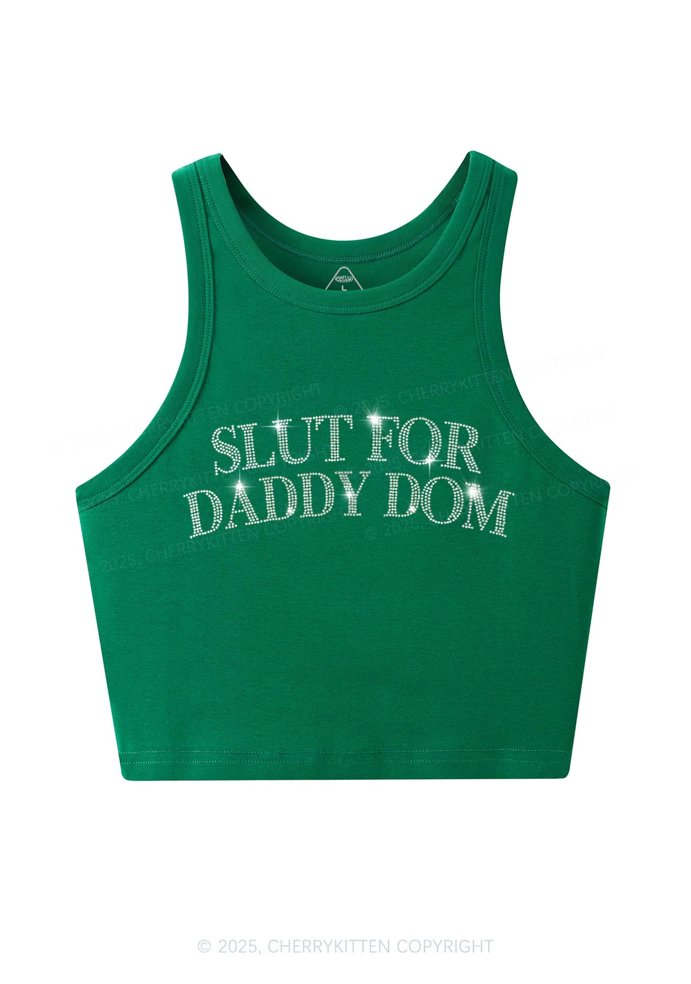 Rhinestone Slxt For Daddy Dom Y2K Crop Tank Top Cherrykitten - Image 3
