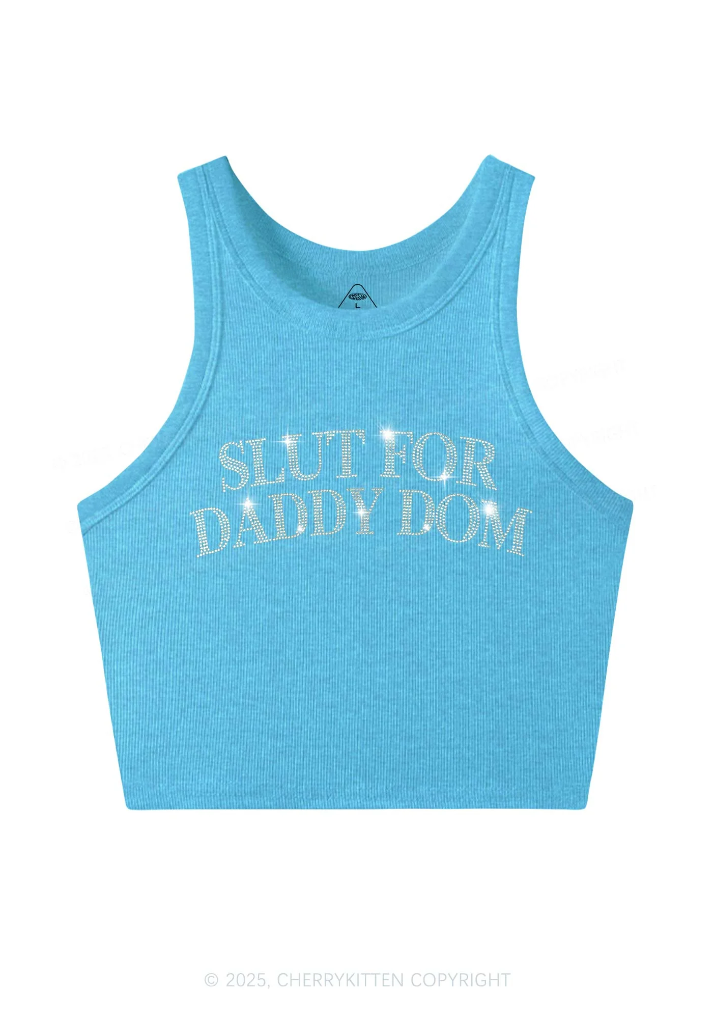 Rhinestone Slxt For Daddy Dom Y2K Crop Tank Top Cherrykitten - Image 4