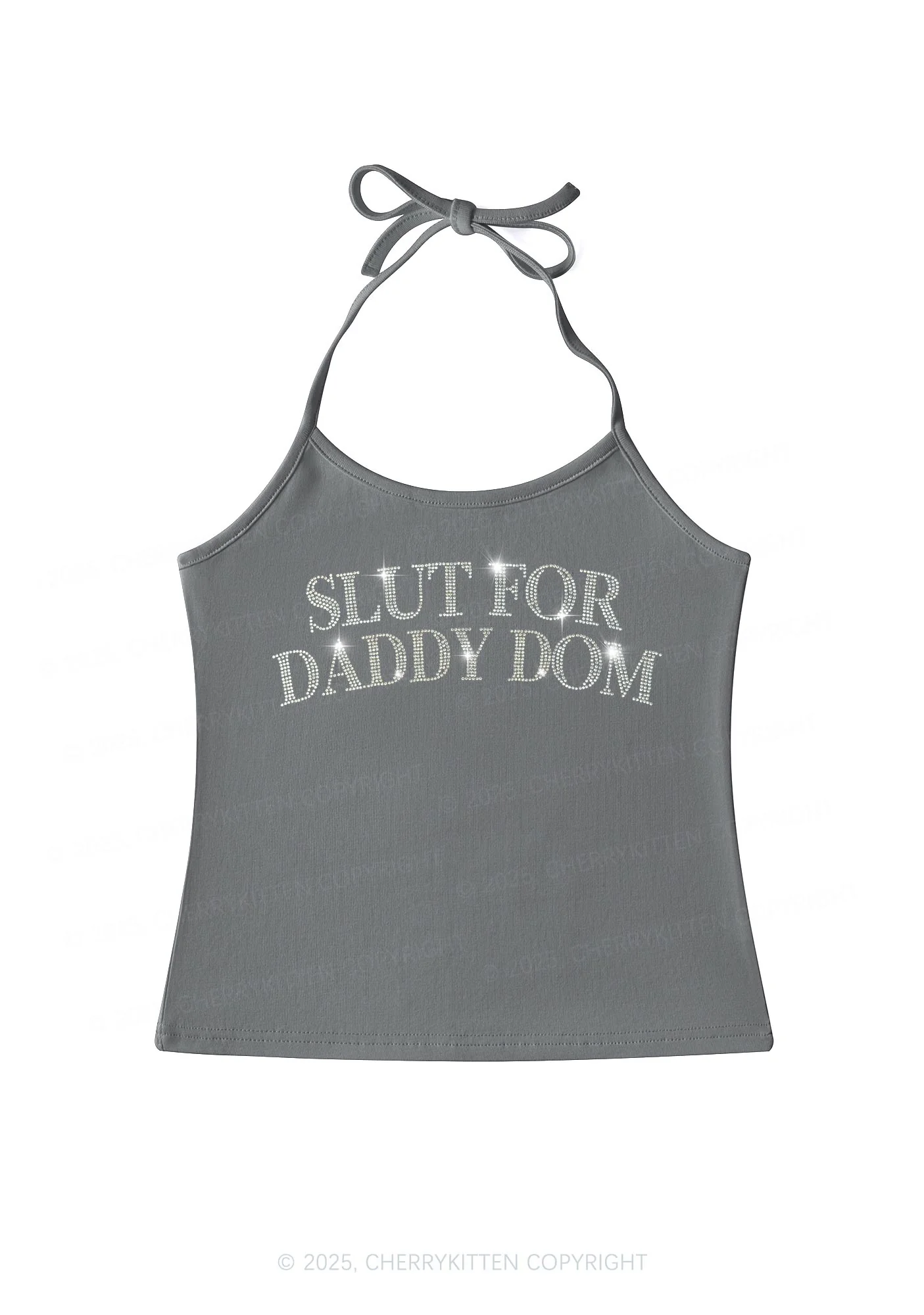 Rhinestone Slxt For Daddy Dom Y2K Halter Neck Cami Cherrykitten - Image 4