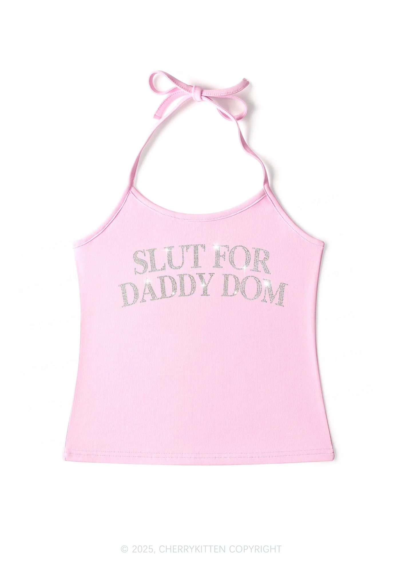 Rhinestone Slxt For Daddy Dom Y2K Halter Neck Cami Cherrykitten - Image 6