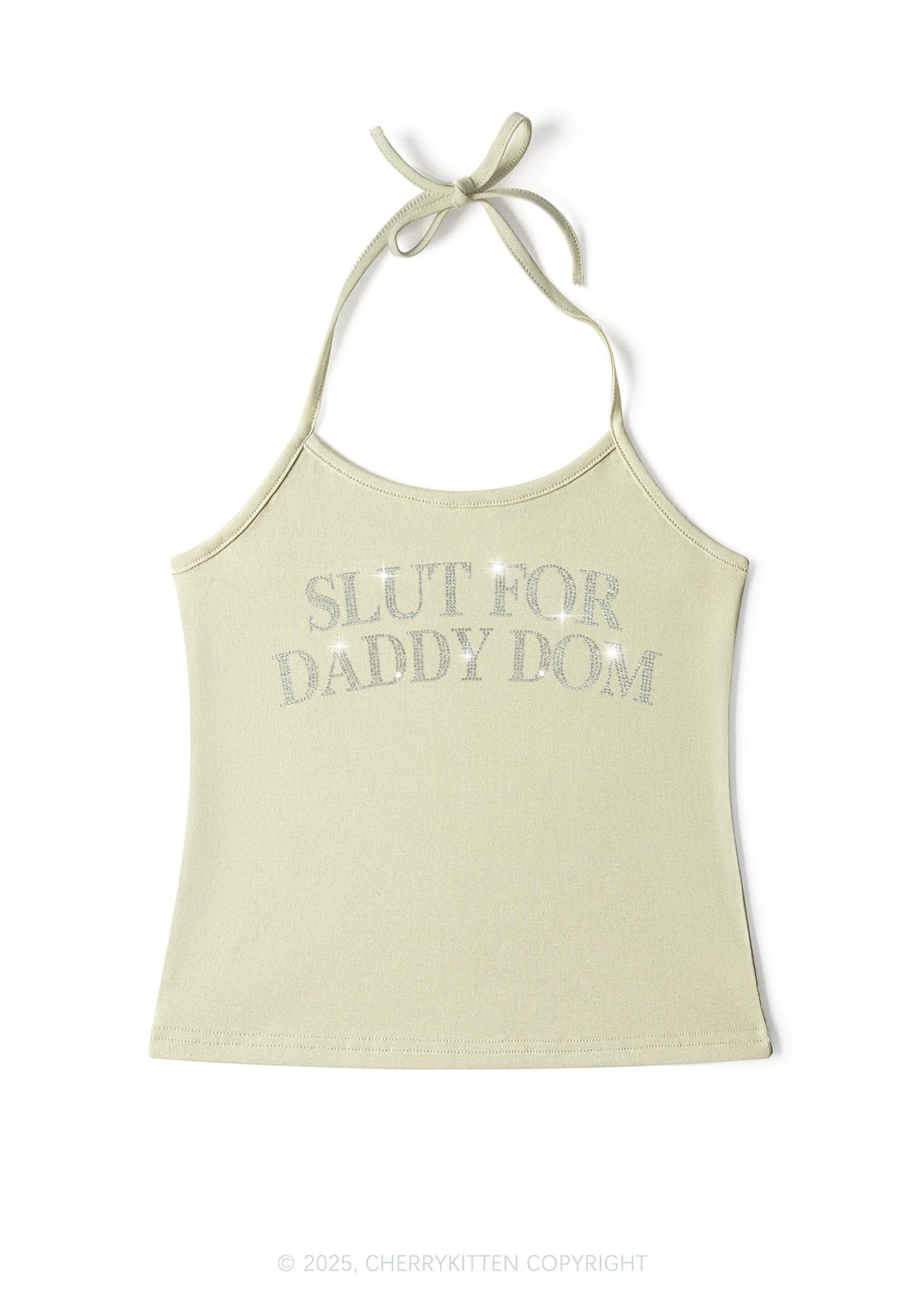 Rhinestone Slxt For Daddy Dom Y2K Halter Neck Cami Cherrykitten - Image 8