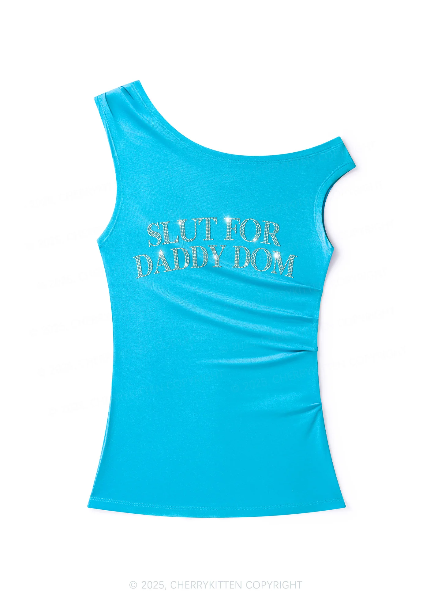 Rhinestone Slxt For Daddy Dom Y2K Off Shoulder Tank Top Cherrykitten - Image 3