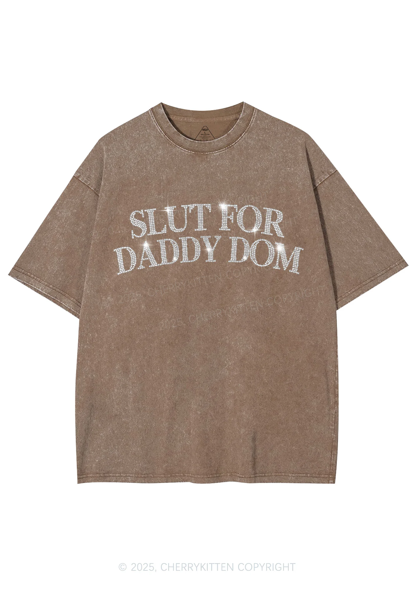 Rhinestone Slxt For Daddy Dom Y2K Shirts Washed Tee Cherrykitten - Image 6