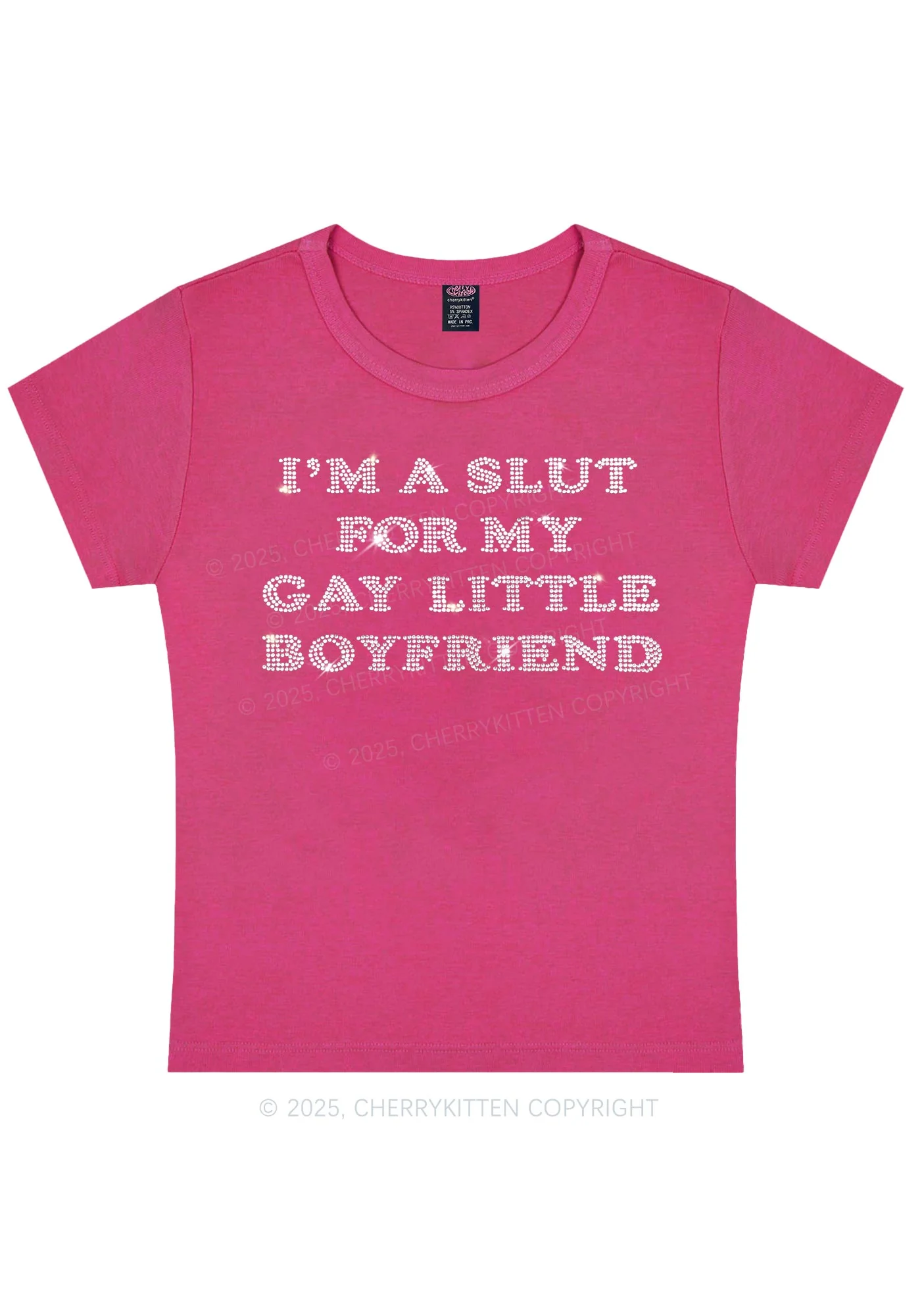Rhinestone Slxt For My Gay BF Pride Y2K Baby Tee Cherrykitten - Image 4