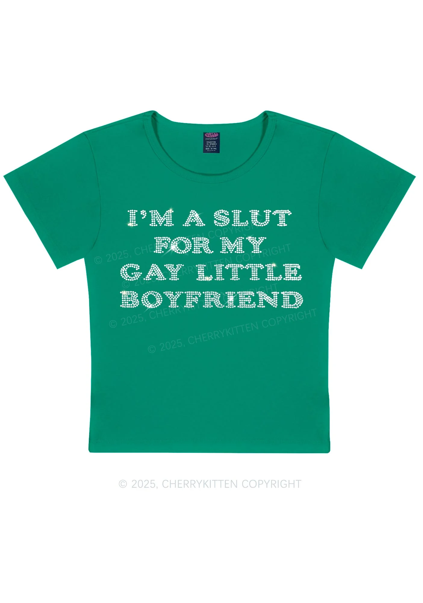 Rhinestone Slxt For My Gay BF Pride Y2K Baby Tee Cherrykitten - Image 8