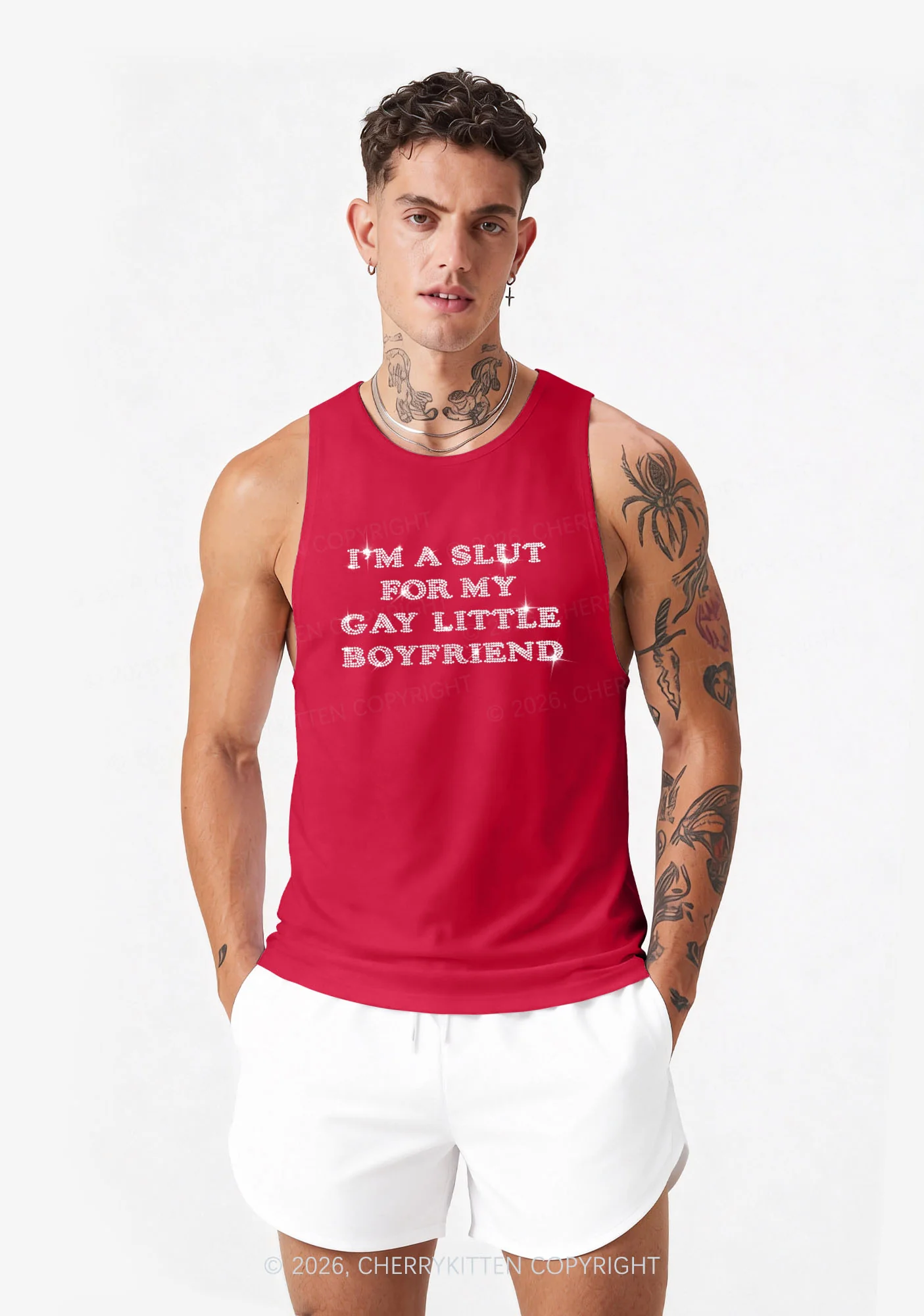 Rhinestone Slxt For My Gay BF Pride Y2K Men Racerback Tank Top Cherrykitten - Image 2