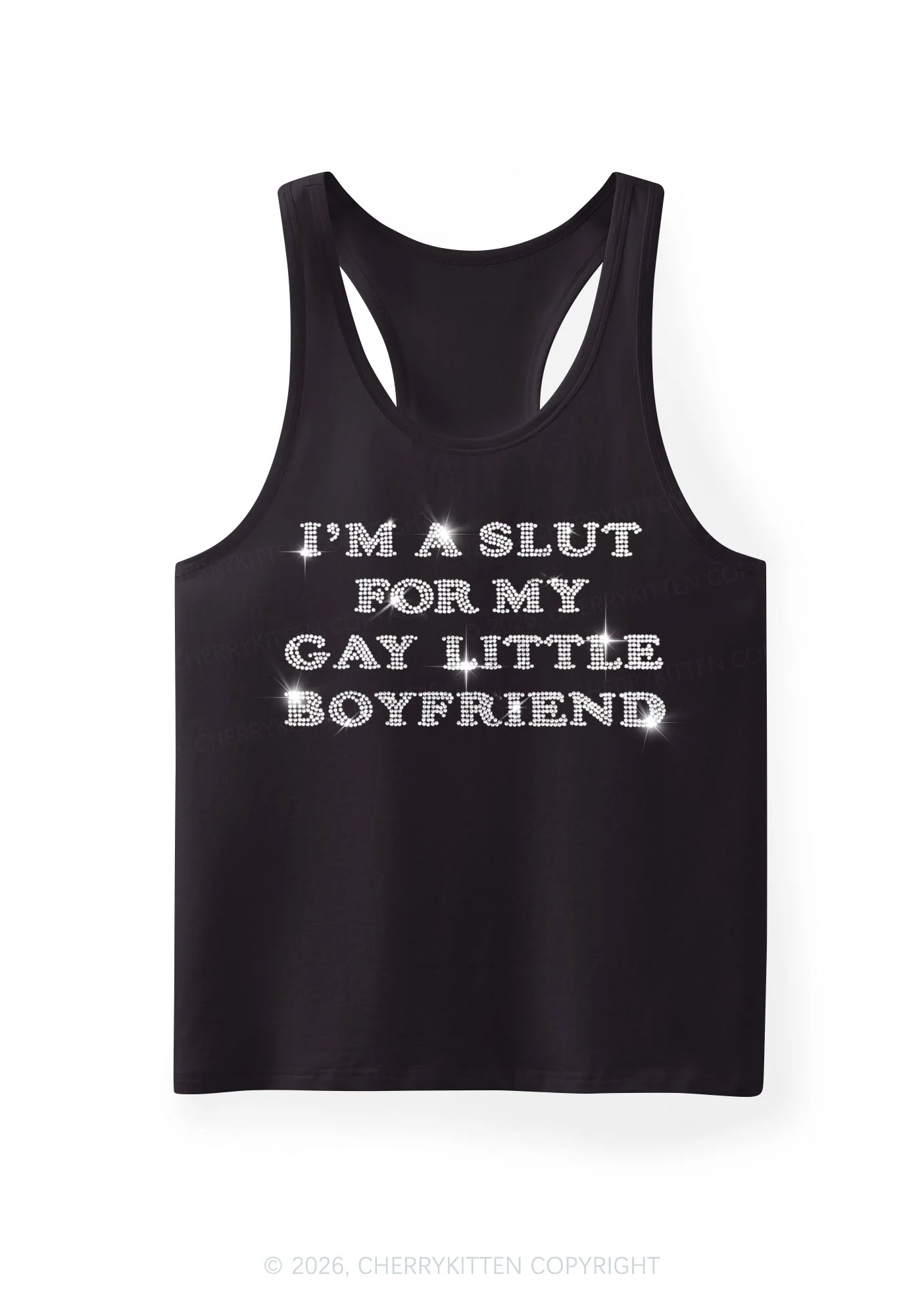 Rhinestone Slxt For My Gay BF Pride Y2K Men Racerback Tank Top Cherrykitten - Image 3