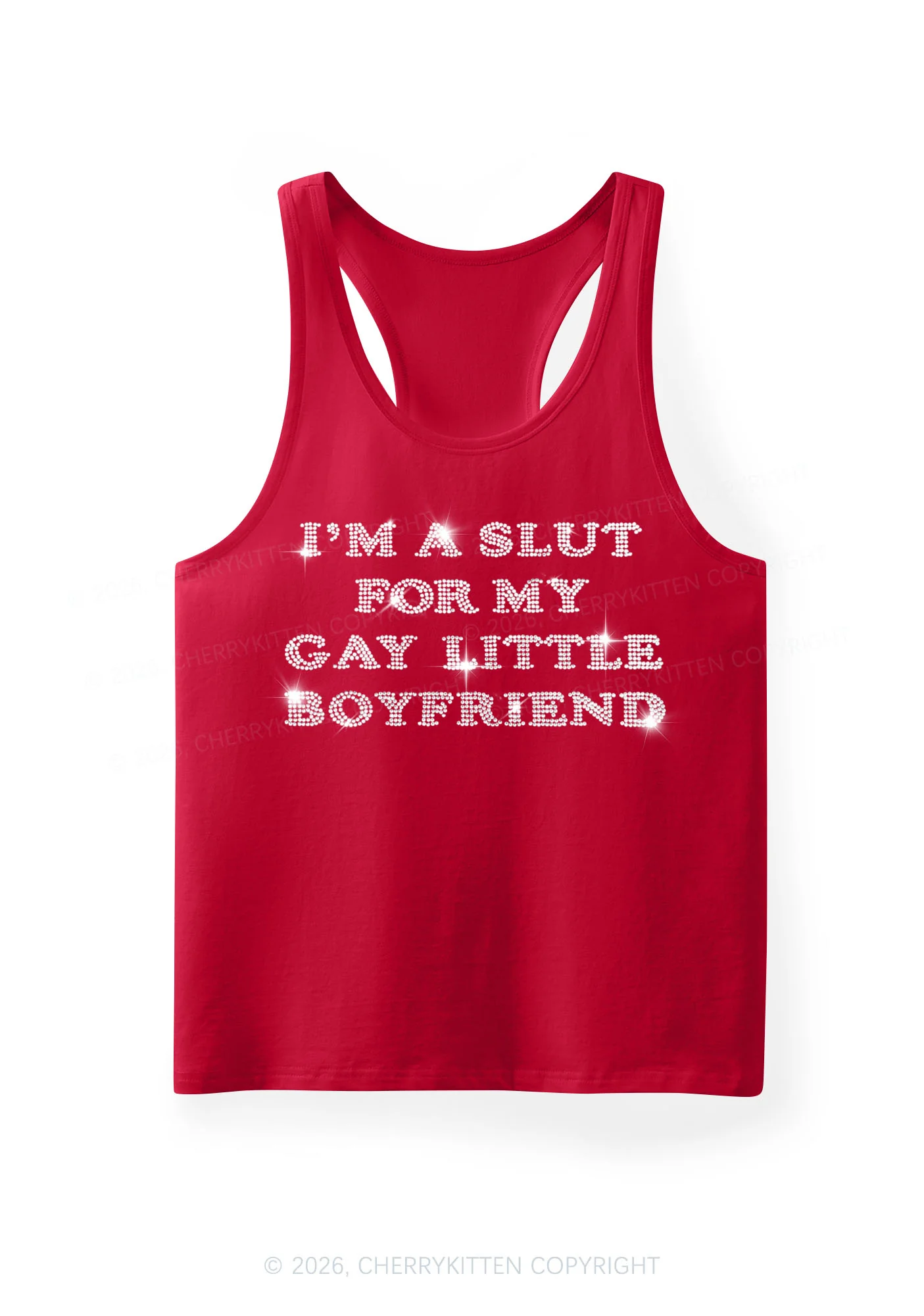 Rhinestone Slxt For My Gay BF Pride Y2K Men Racerback Tank Top Cherrykitten - Image 4