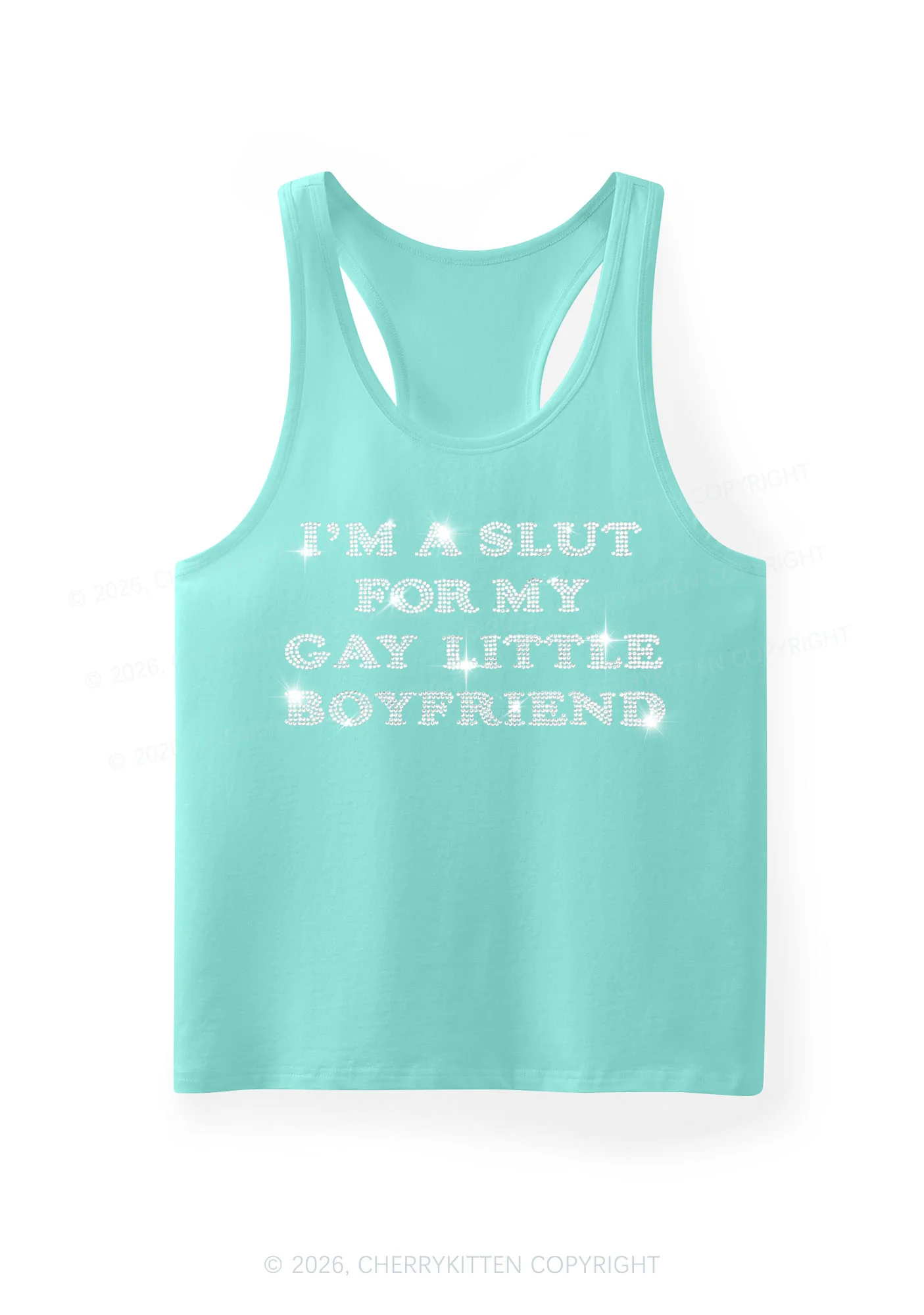 Rhinestone Slxt For My Gay BF Pride Y2K Men Racerback Tank Top Cherrykitten - Image 9