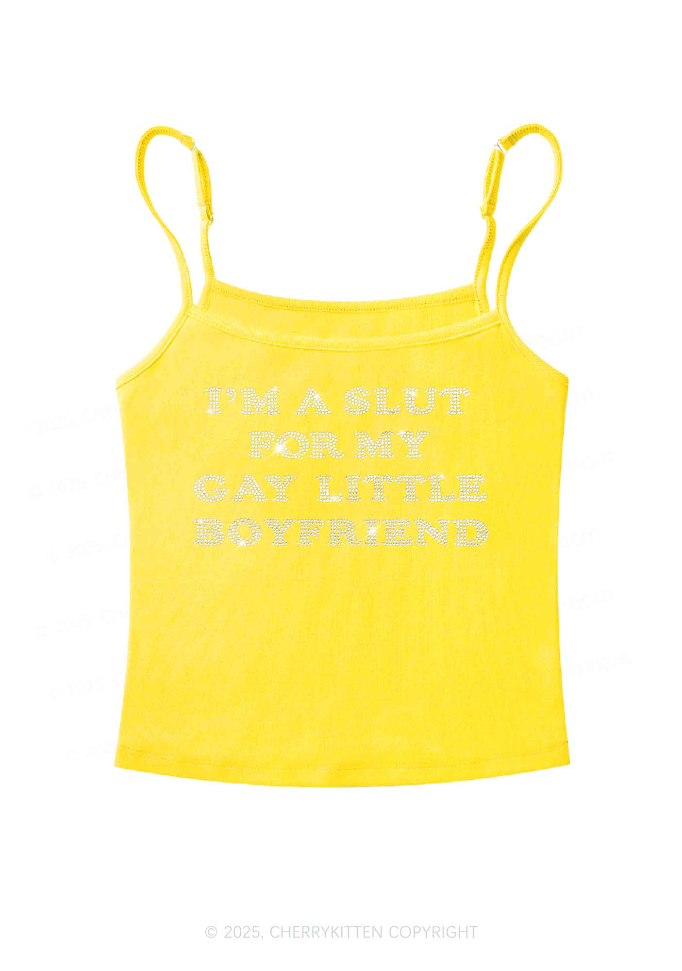 Rhinestone Slxt For My Gay BF Pride Y2K Spaghetti Strap Cami Cherrykitten - Image 7