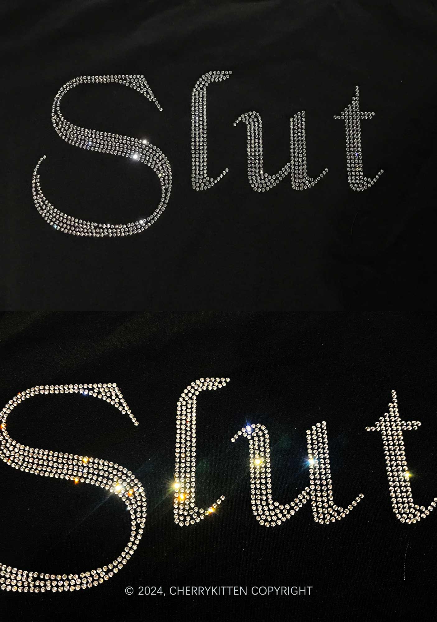 Rhinestone Slxt Y2K Baby Tee Cherrykitten - Image 6
