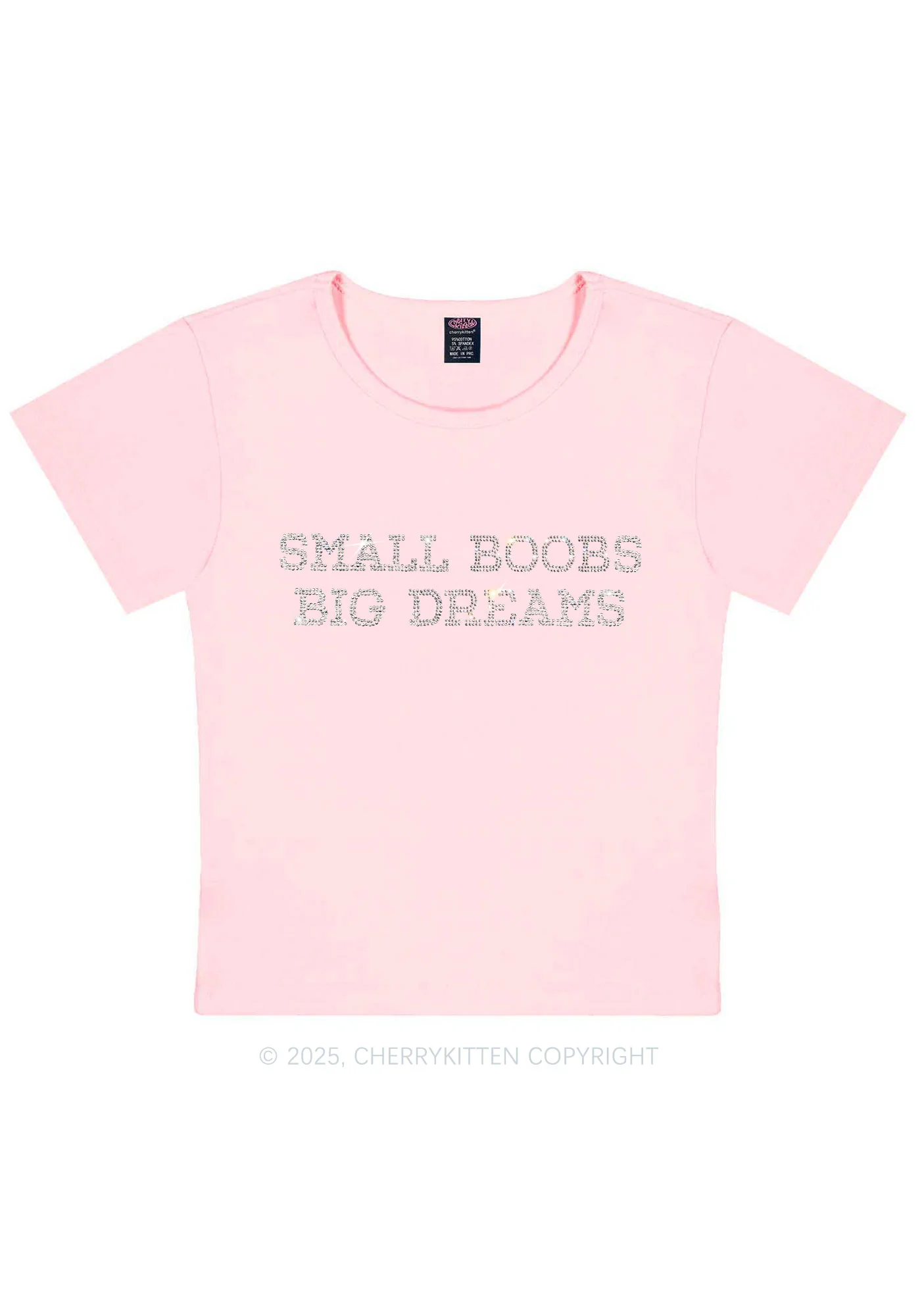 Rhinestone Small But Big Dreams Y2K Baby Tee Cherrykitten - Image 11