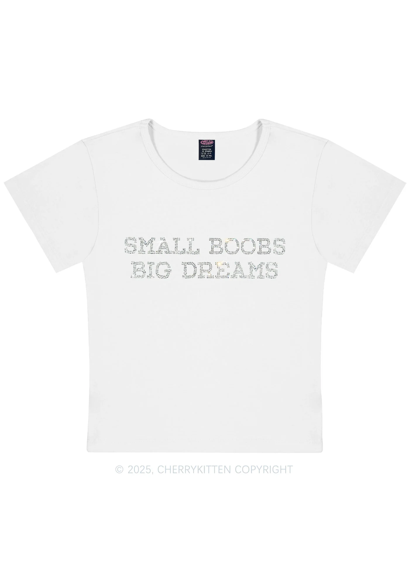 Rhinestone Small But Big Dreams Y2K Baby Tee Cherrykitten - Image 7