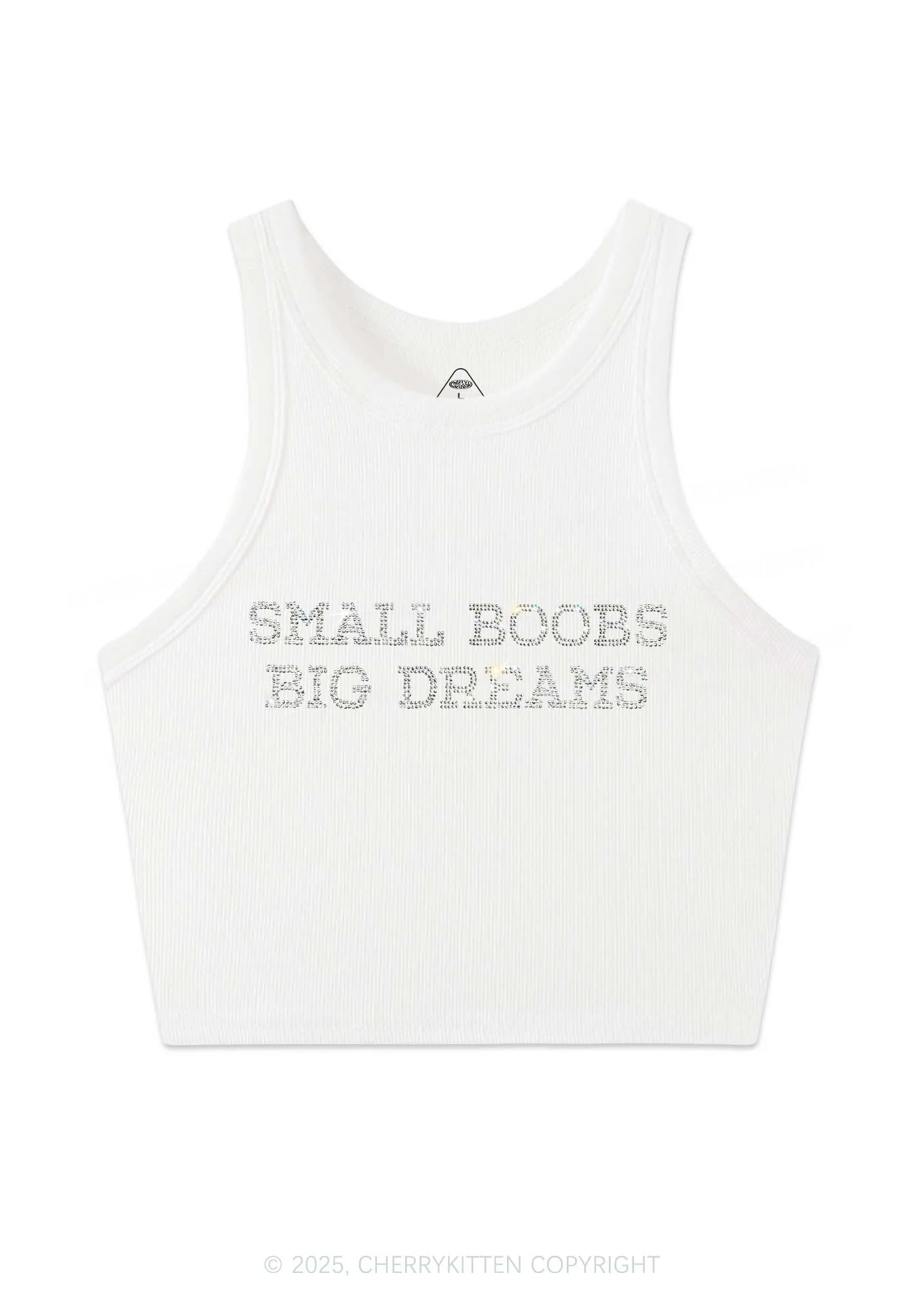 Rhinestone Small But Big Dreams Y2K Crop Tank Top Cherrykitten - Image 3