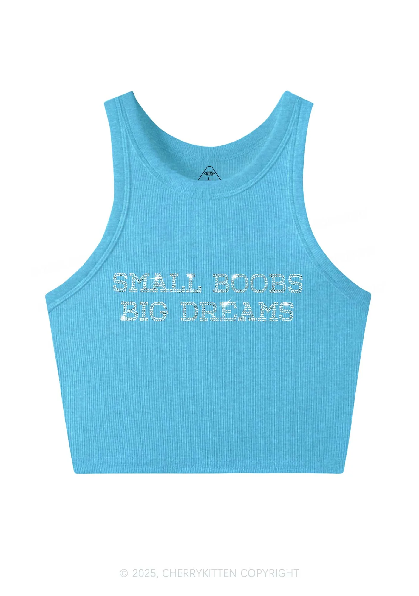 Rhinestone Small But Big Dreams Y2K Crop Tank Top Cherrykitten - Image 4