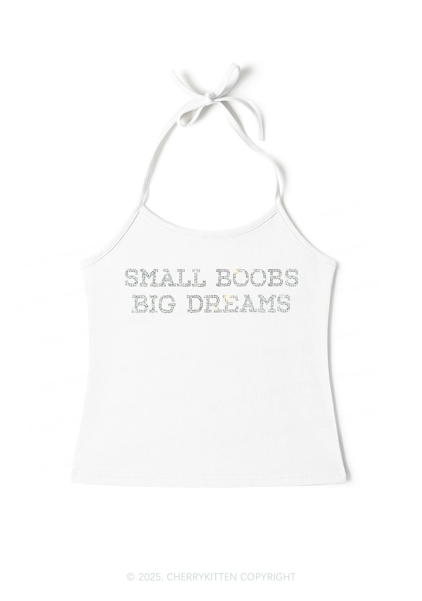 Rhinestone Small But Big Dreams Y2K Halter Neck Cami Cherrykitten - Image 3