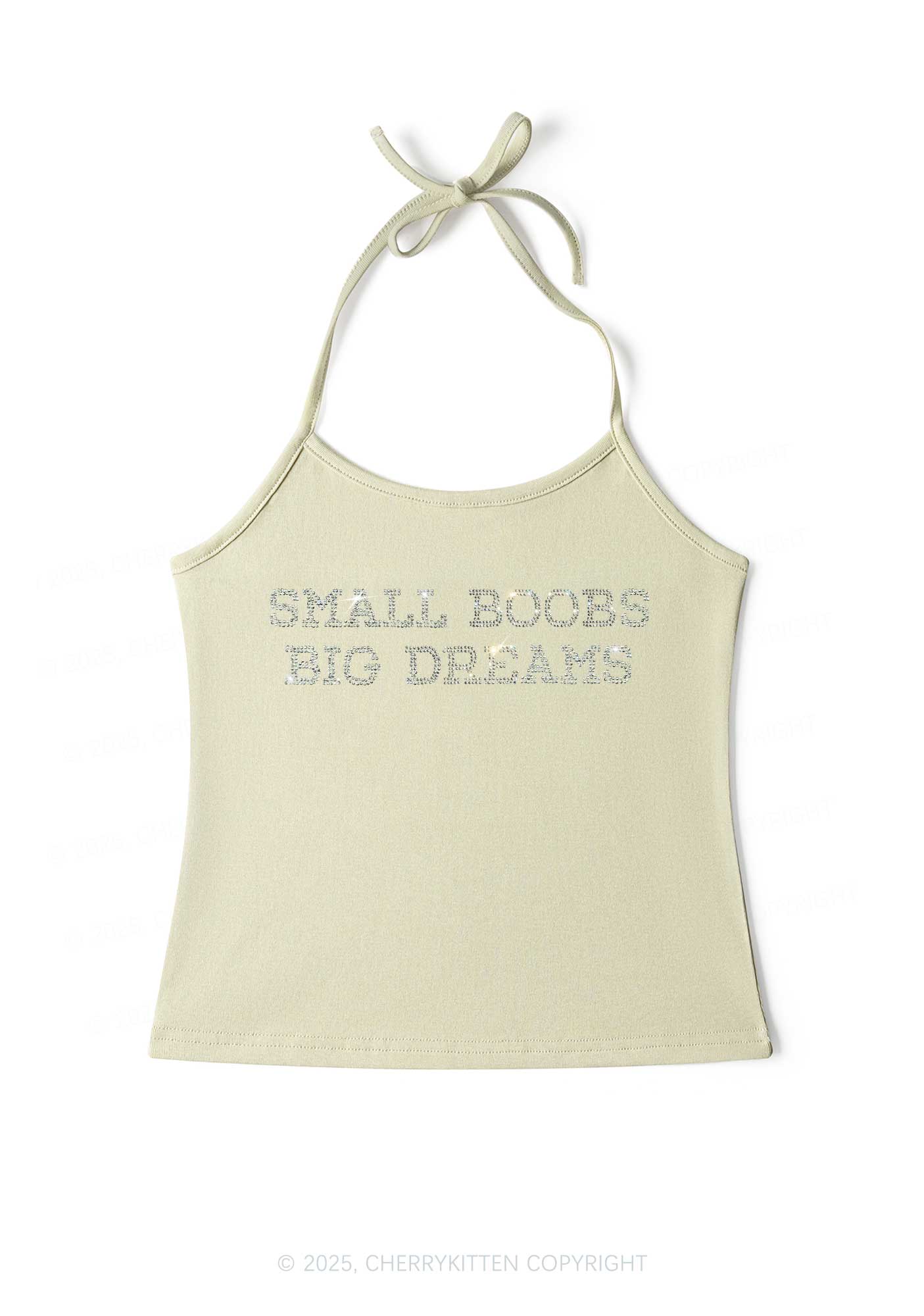 Rhinestone Small But Big Dreams Y2K Halter Neck Cami Cherrykitten - Image 4