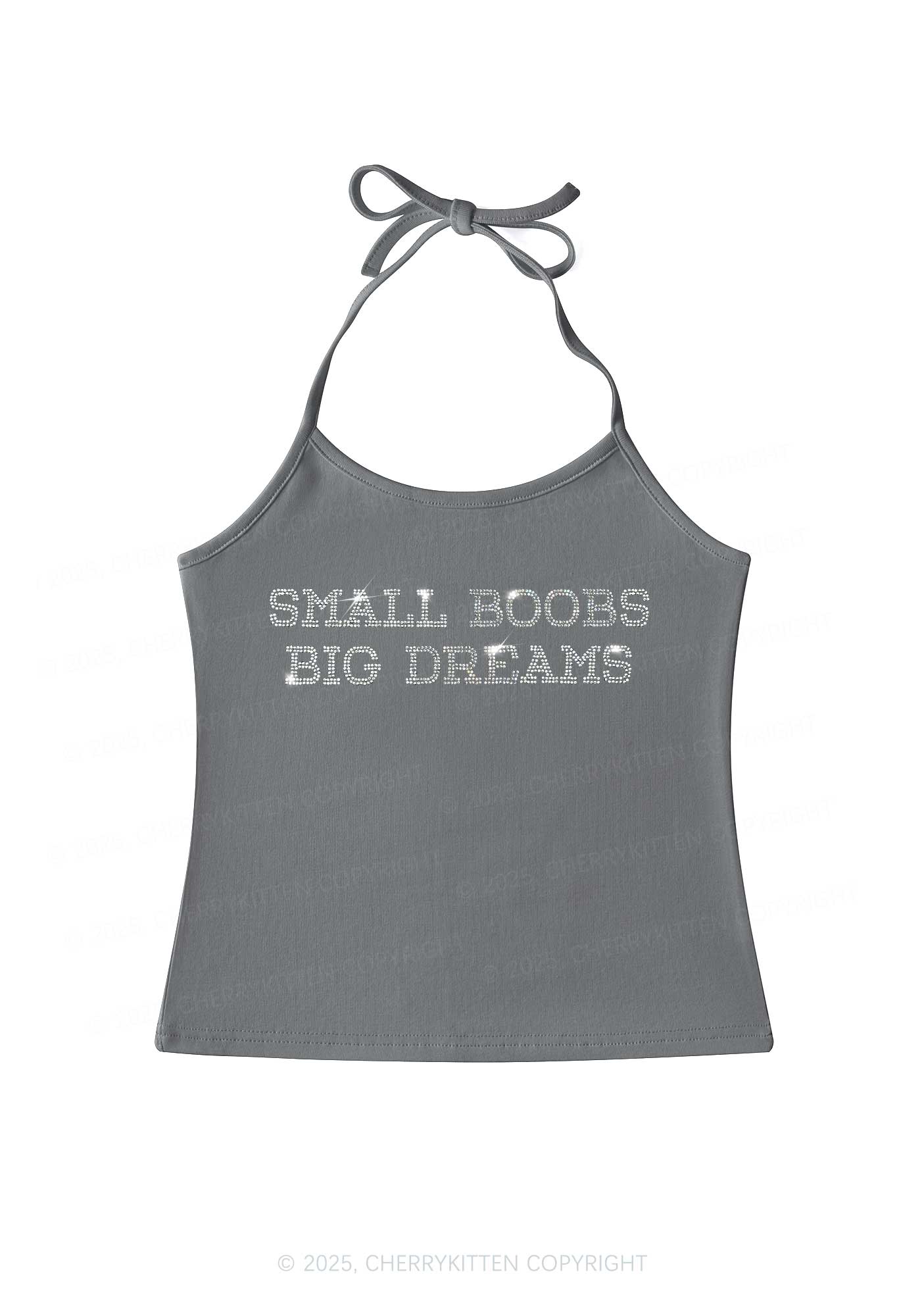 Rhinestone Small But Big Dreams Y2K Halter Neck Cami Cherrykitten - Image 6