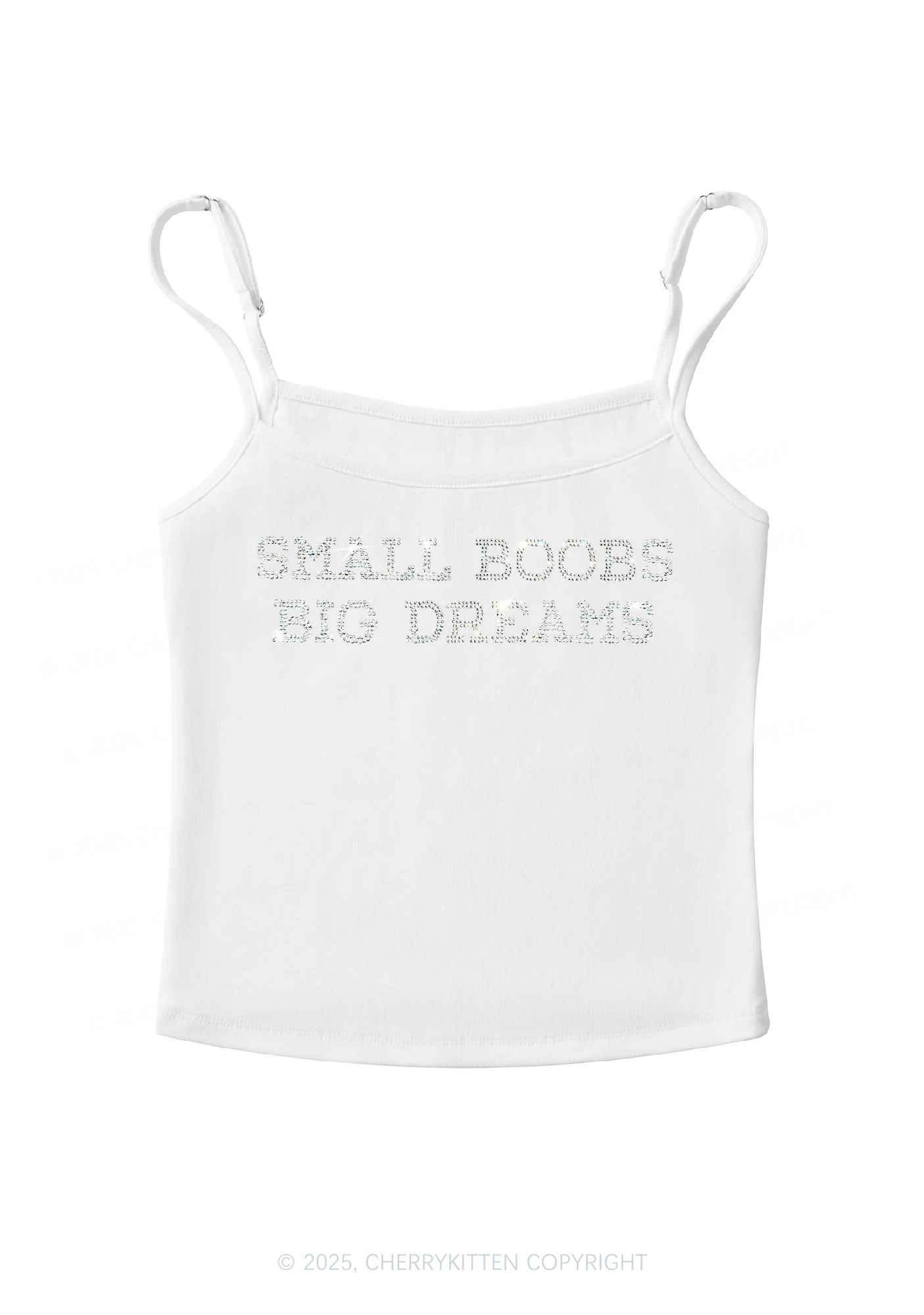 Rhinestone Small But Big Dreams Y2K Spaghetti Strap Cami Cherrykitten - Image 3