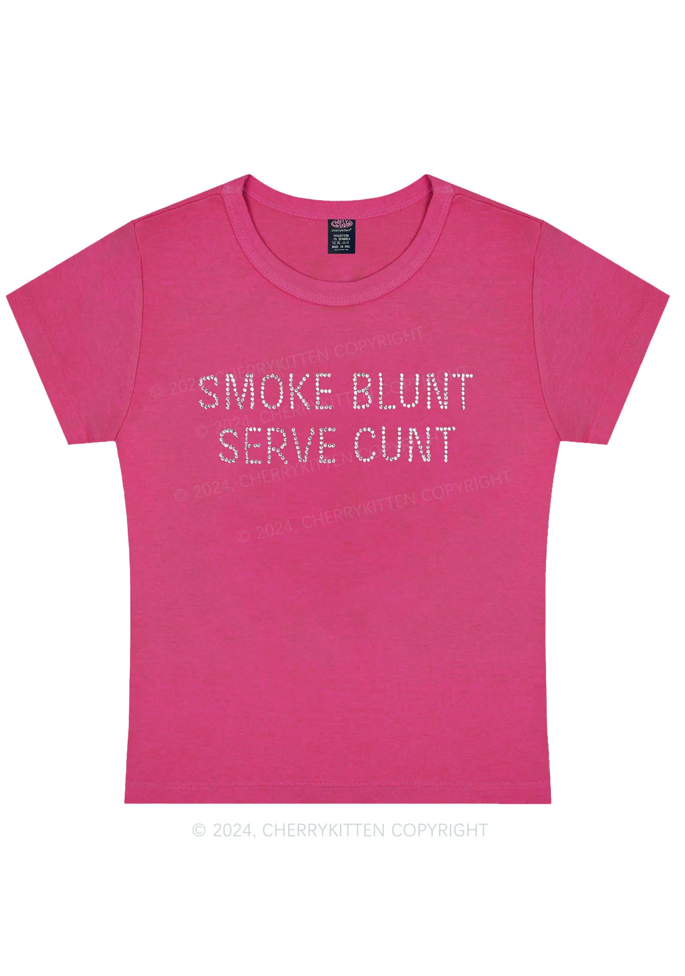 Rhinestone Smoke Blunt Y2K Baby Tee Cherrykitten - Image 10