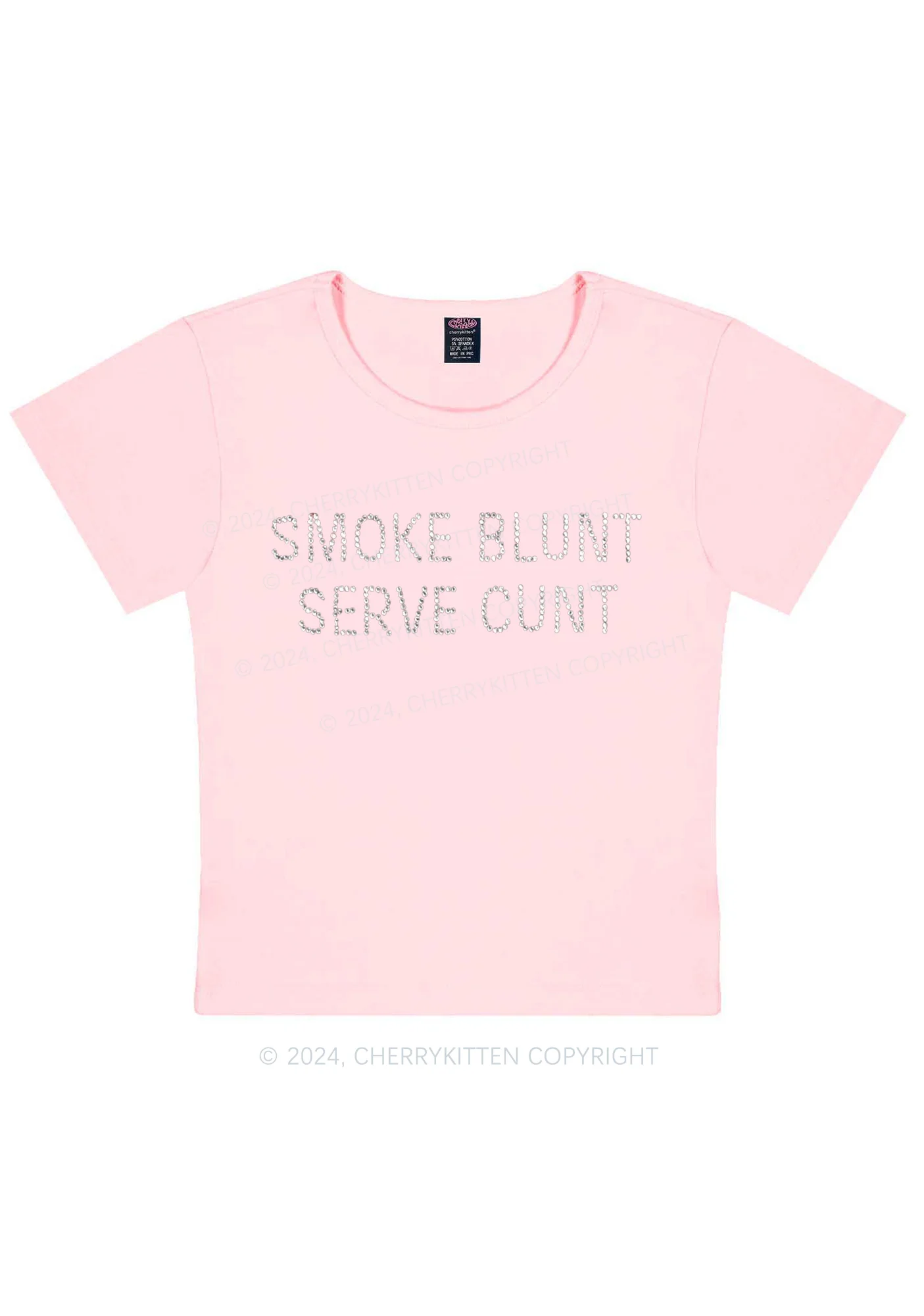 Rhinestone Smoke Blunt Y2K Baby Tee Cherrykitten - Image 13