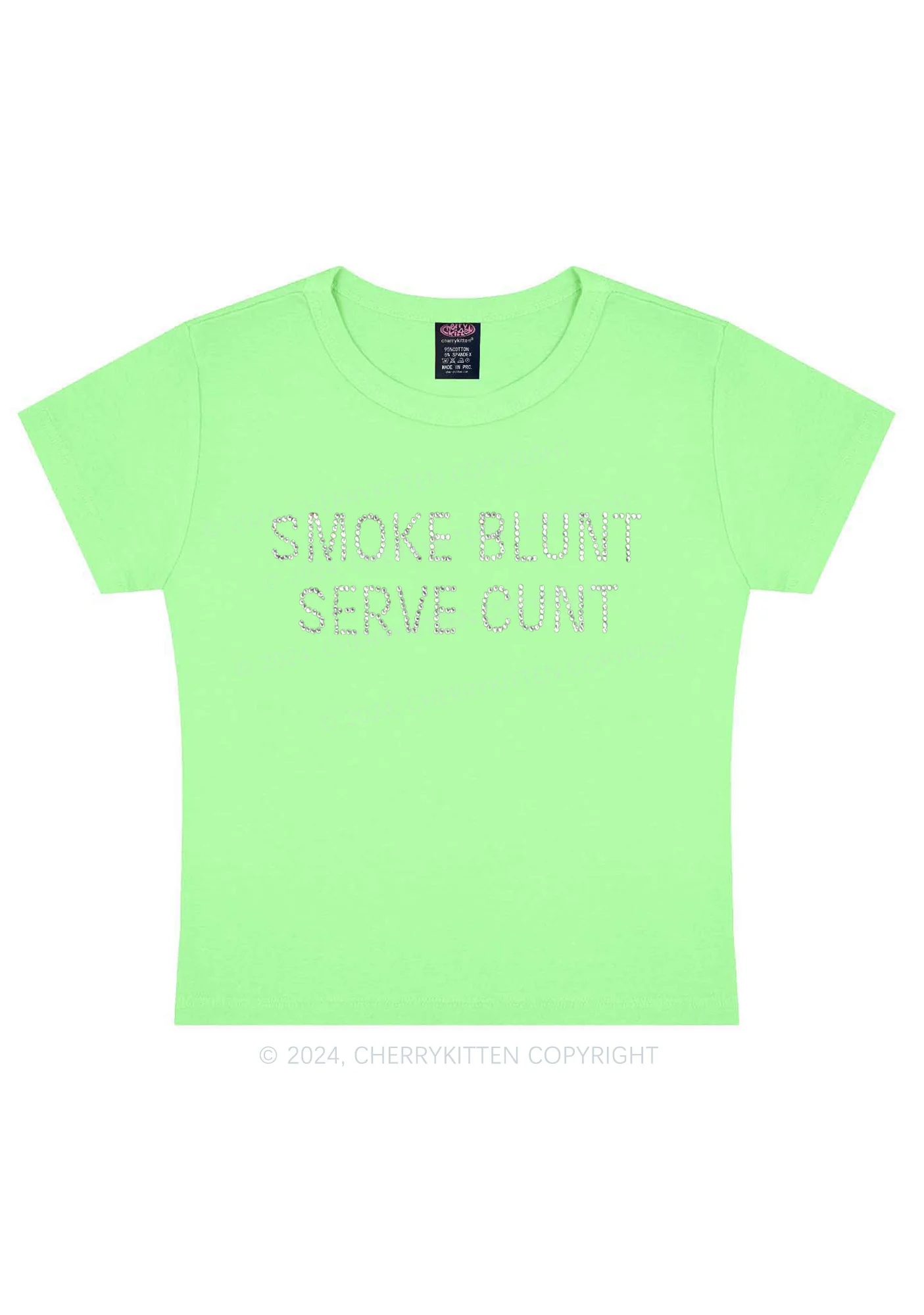 Rhinestone Smoke Blunt Y2K Baby Tee Cherrykitten - Image 14