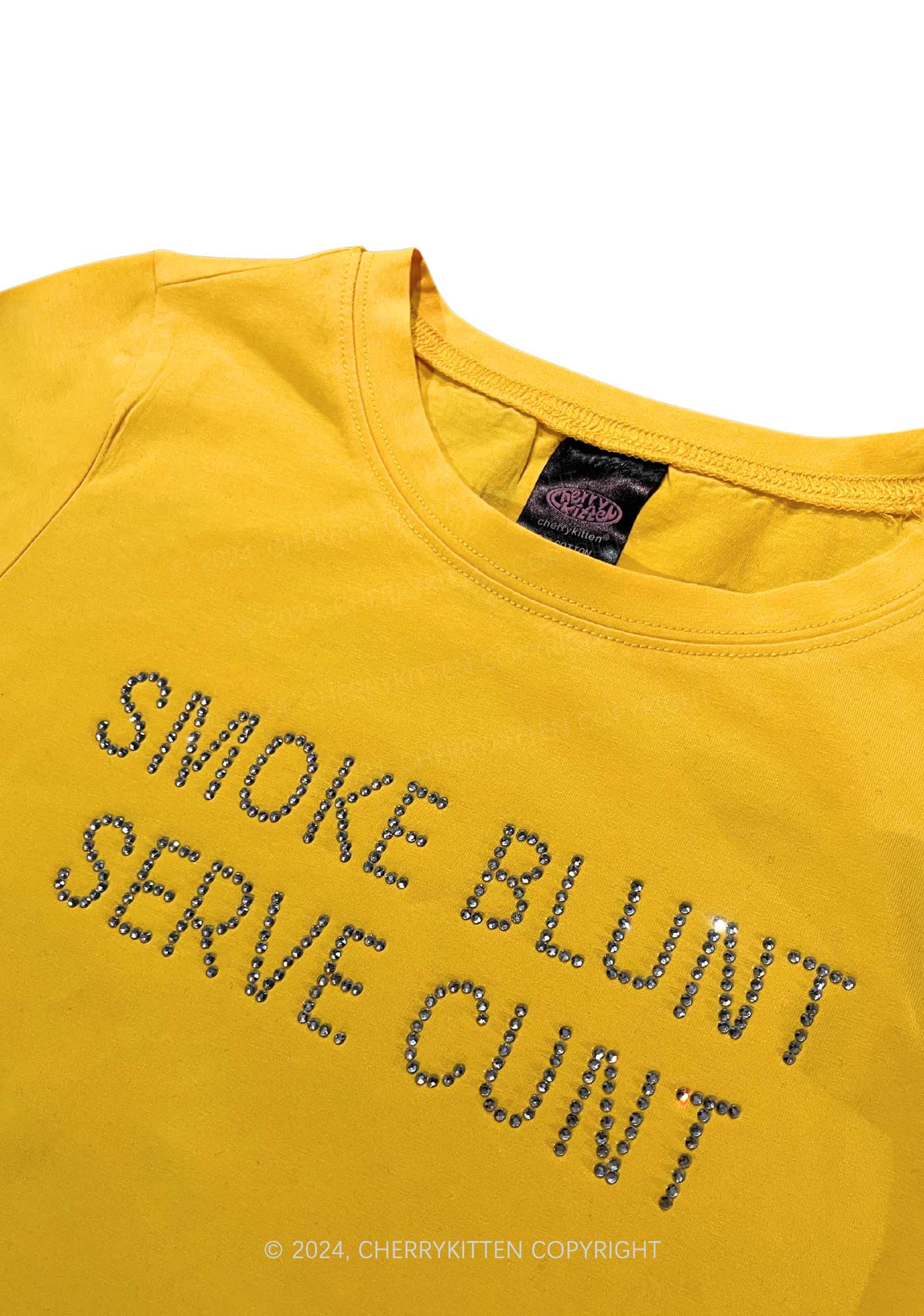 Rhinestone Smoke Blunt Y2K Baby Tee Cherrykitten - Image 4