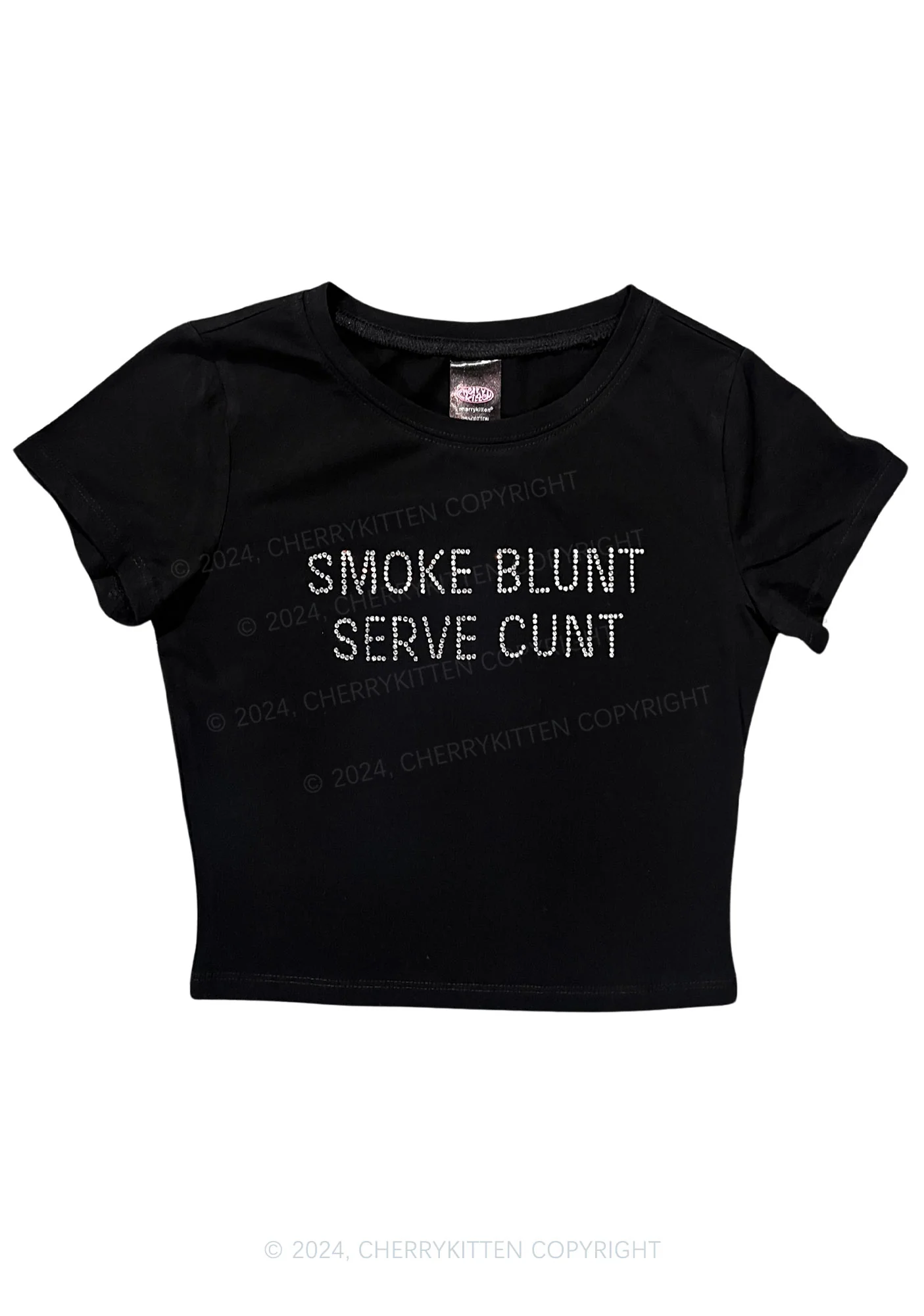 Rhinestone Smoke Blunt Y2K Baby Tee Cherrykitten - Image 5