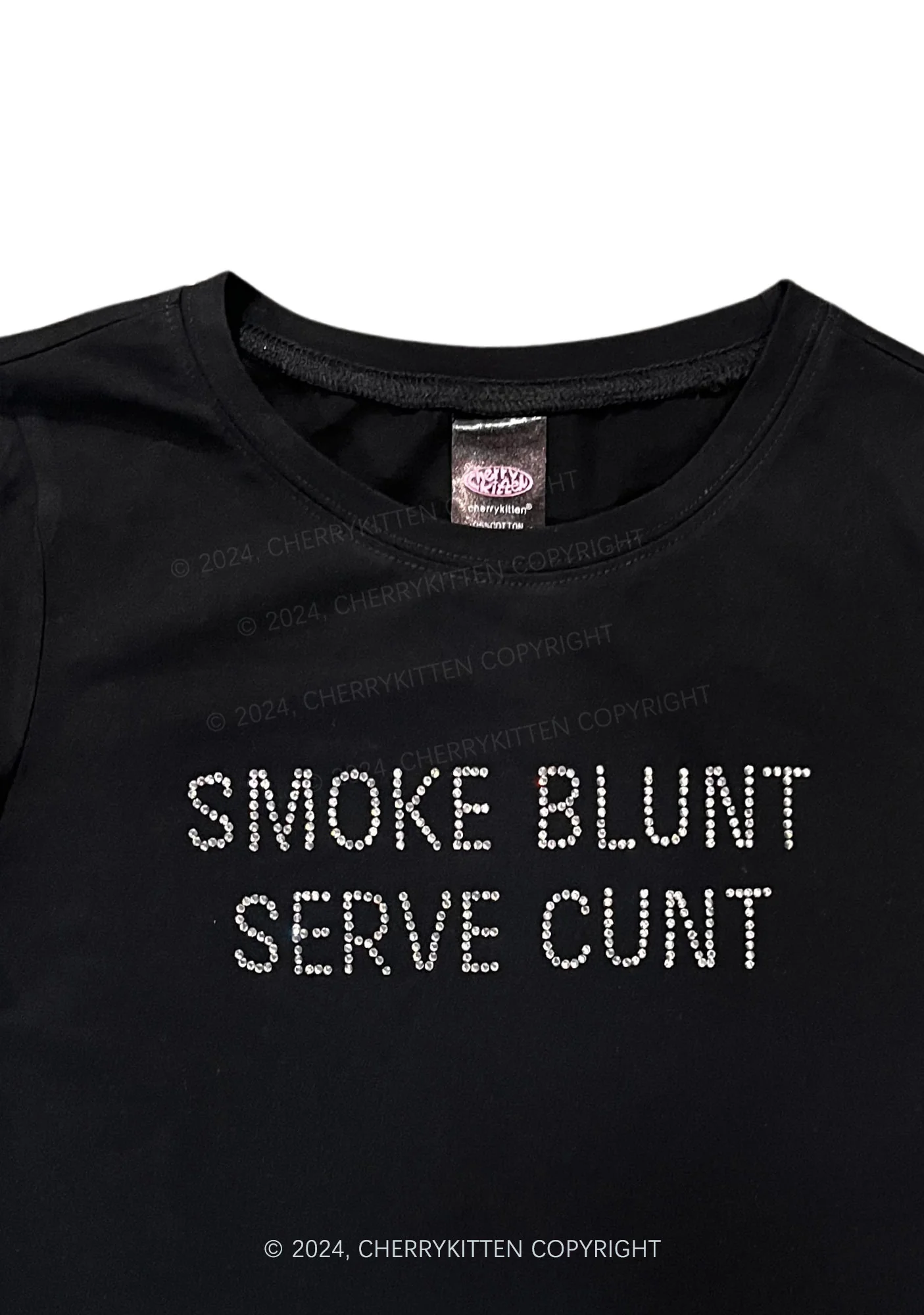 Rhinestone Smoke Blunt Y2K Baby Tee Cherrykitten - Image 6