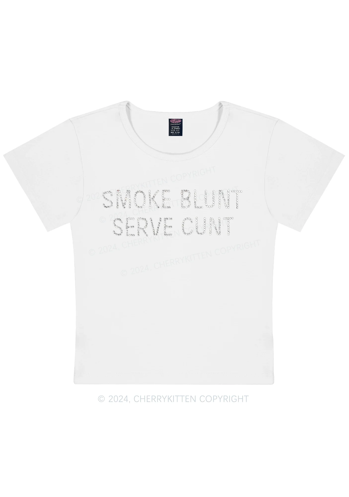 Rhinestone Smoke Blunt Y2K Baby Tee Cherrykitten - Image 9