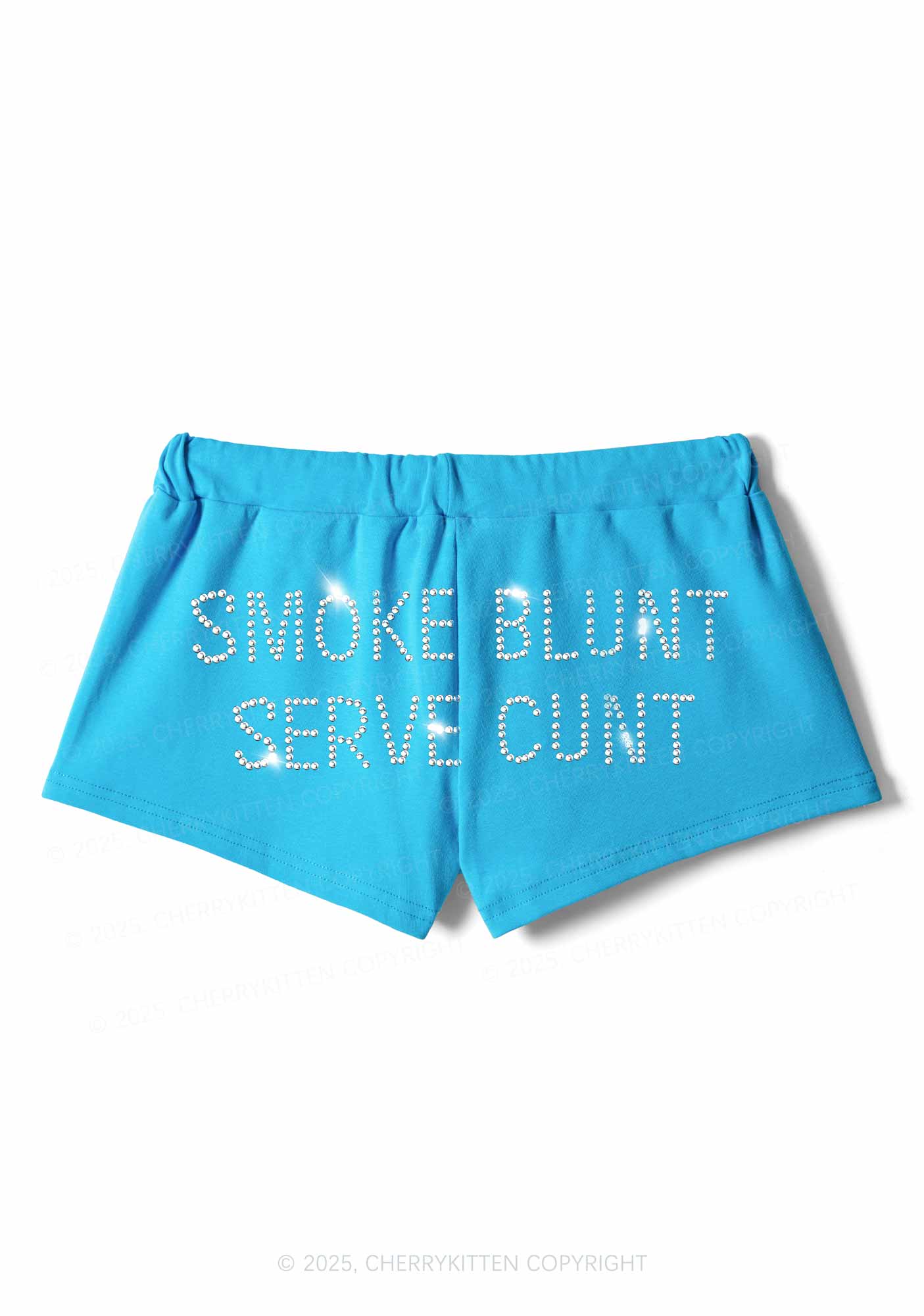 Rhinestone Smoke Blunt Y2K Drawstring Mini Shorts Cherrykitten - Image 3