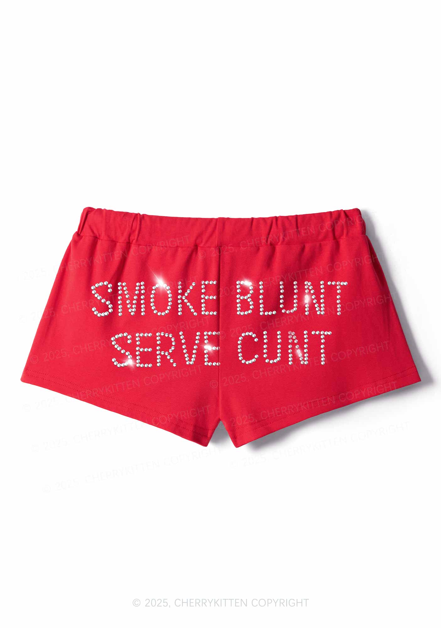 Rhinestone Smoke Blunt Y2K Drawstring Mini Shorts Cherrykitten - Image 5