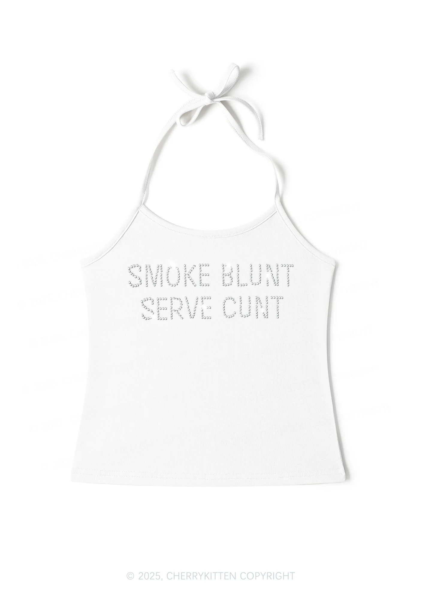 Rhinestone Smoke Blunt Y2K Halter Neck Cami Cherrykitten - Image 2