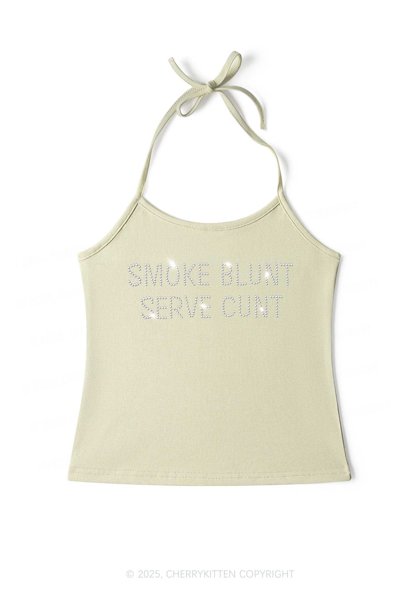 Rhinestone Smoke Blunt Y2K Halter Neck Cami Cherrykitten - Image 6