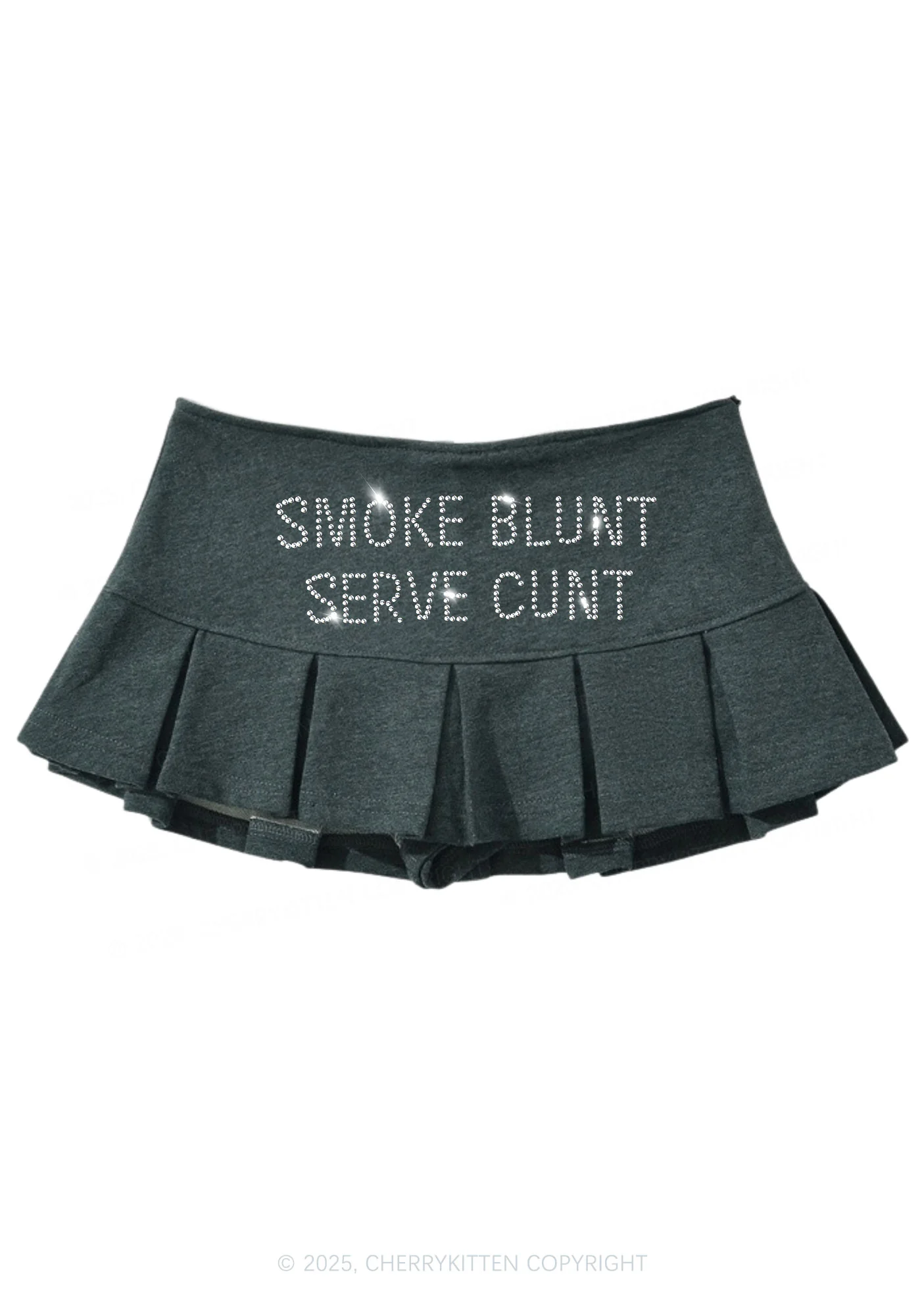 Rhinestone Smoke Blunt Y2K Mini Pleated Skirts Cherrykitten - Image 2