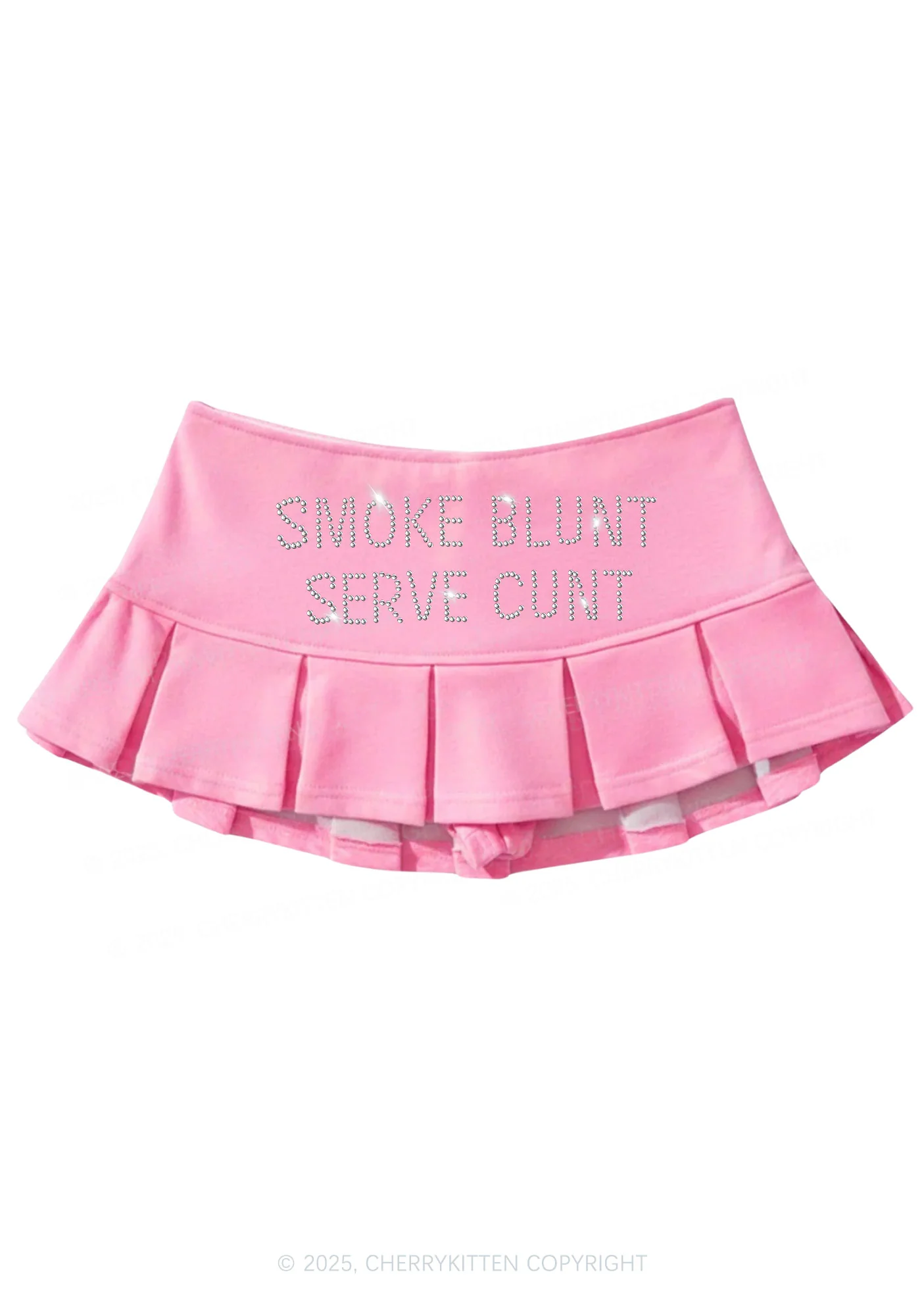 Rhinestone Smoke Blunt Y2K Mini Pleated Skirts Cherrykitten - Image 4