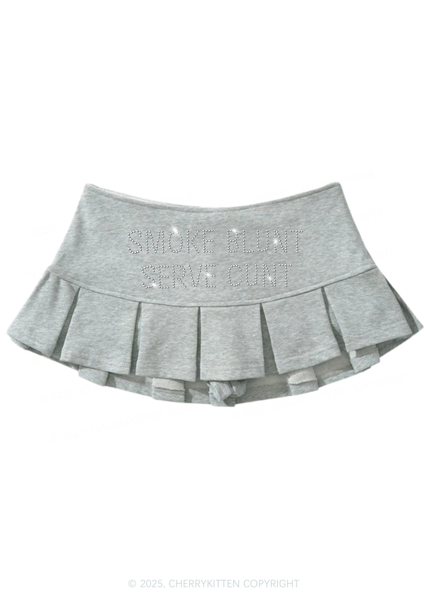 Rhinestone Smoke Blunt Y2K Mini Pleated Skirts Cherrykitten - Image 5