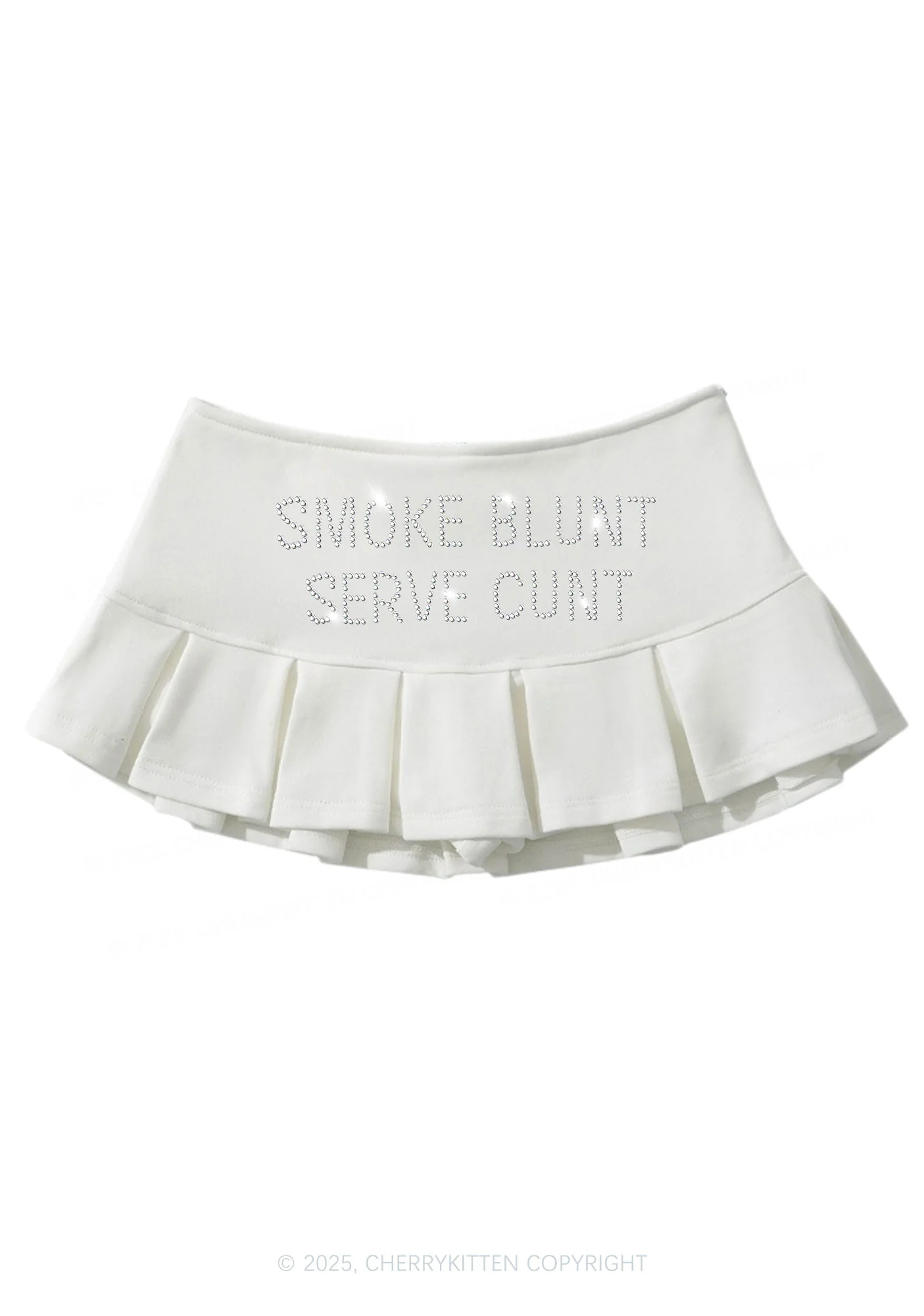 Rhinestone Smoke Blunt Y2K Mini Pleated Skirts Cherrykitten - Image 6