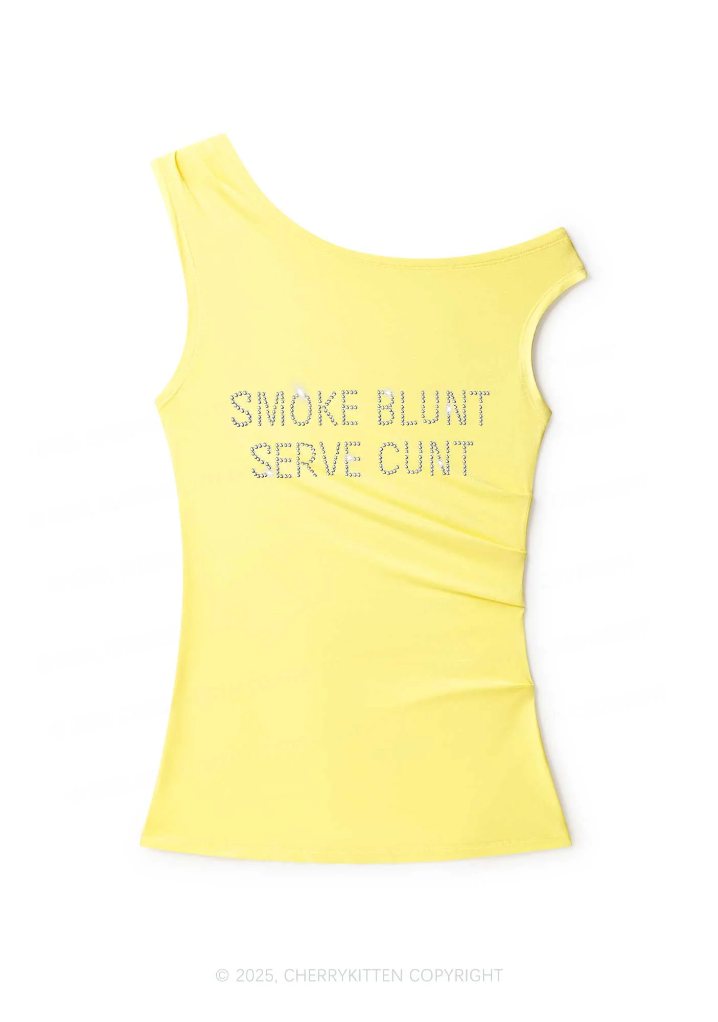 Rhinestone Smoke Blunt Y2K Off Shoulder Tank Top Cherrykitten - Image 2
